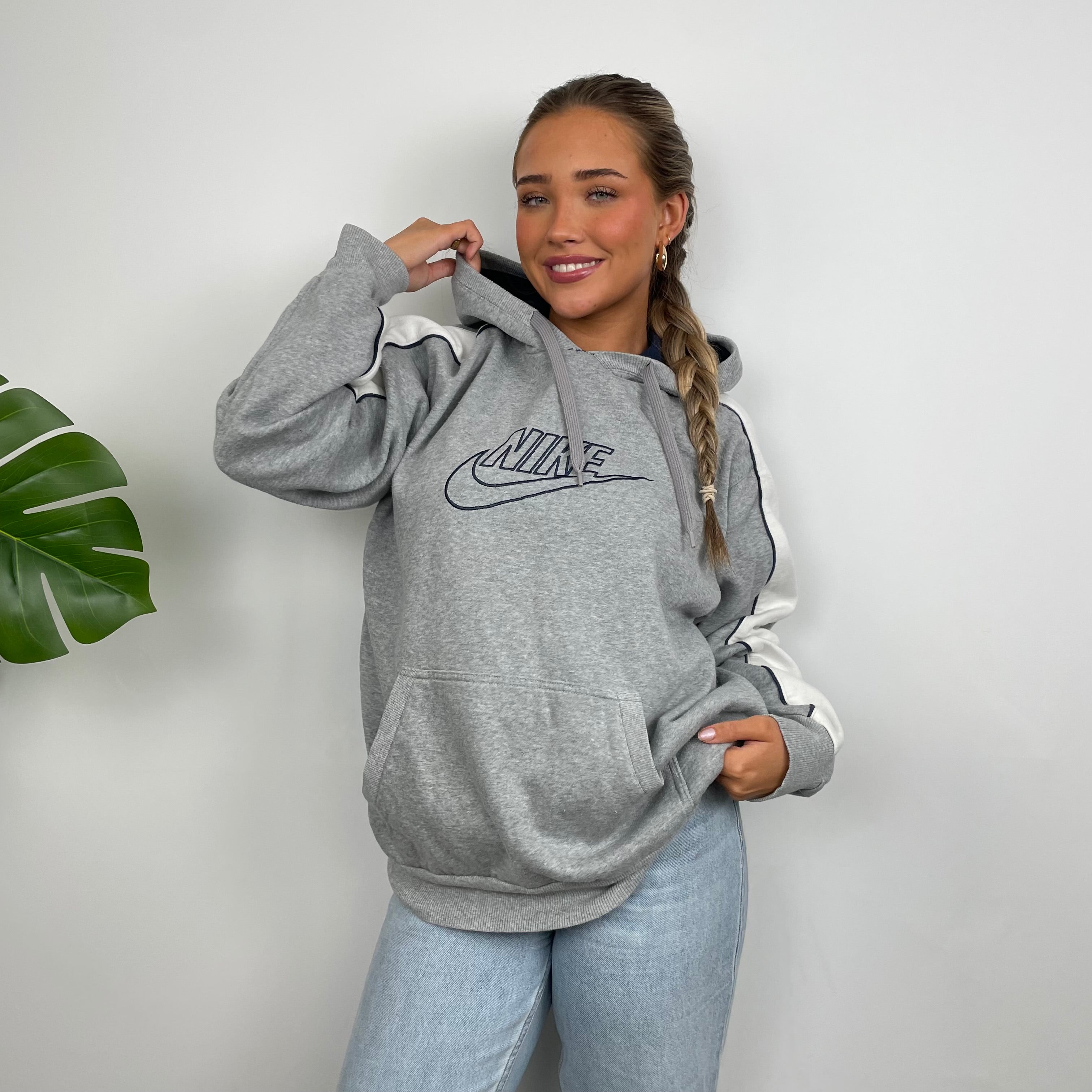 Nike Grey Embroidered Spell Out Hoodie (L)