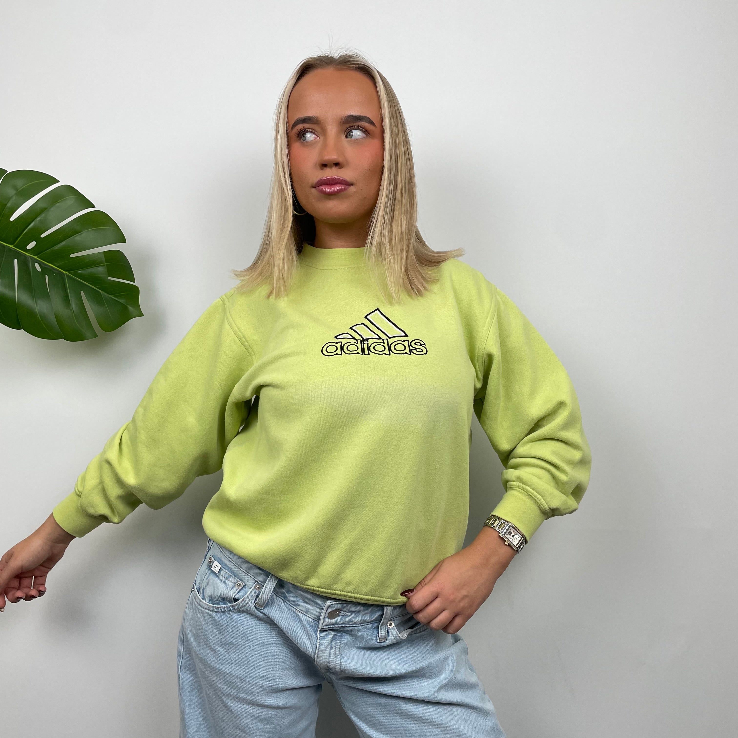 Adidas Lime Embroidered Spell Out Sweatshirt (S)