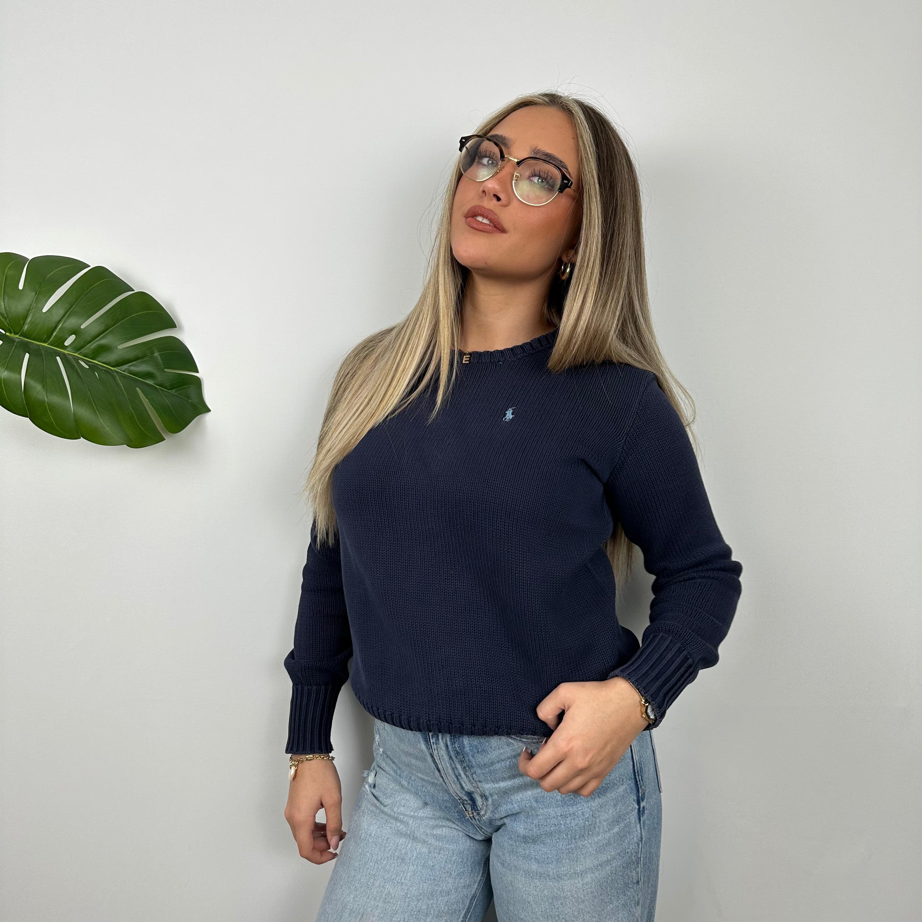 Polo Ralph Lauren Navy Embroidered Logo Knitted Sweater (S)