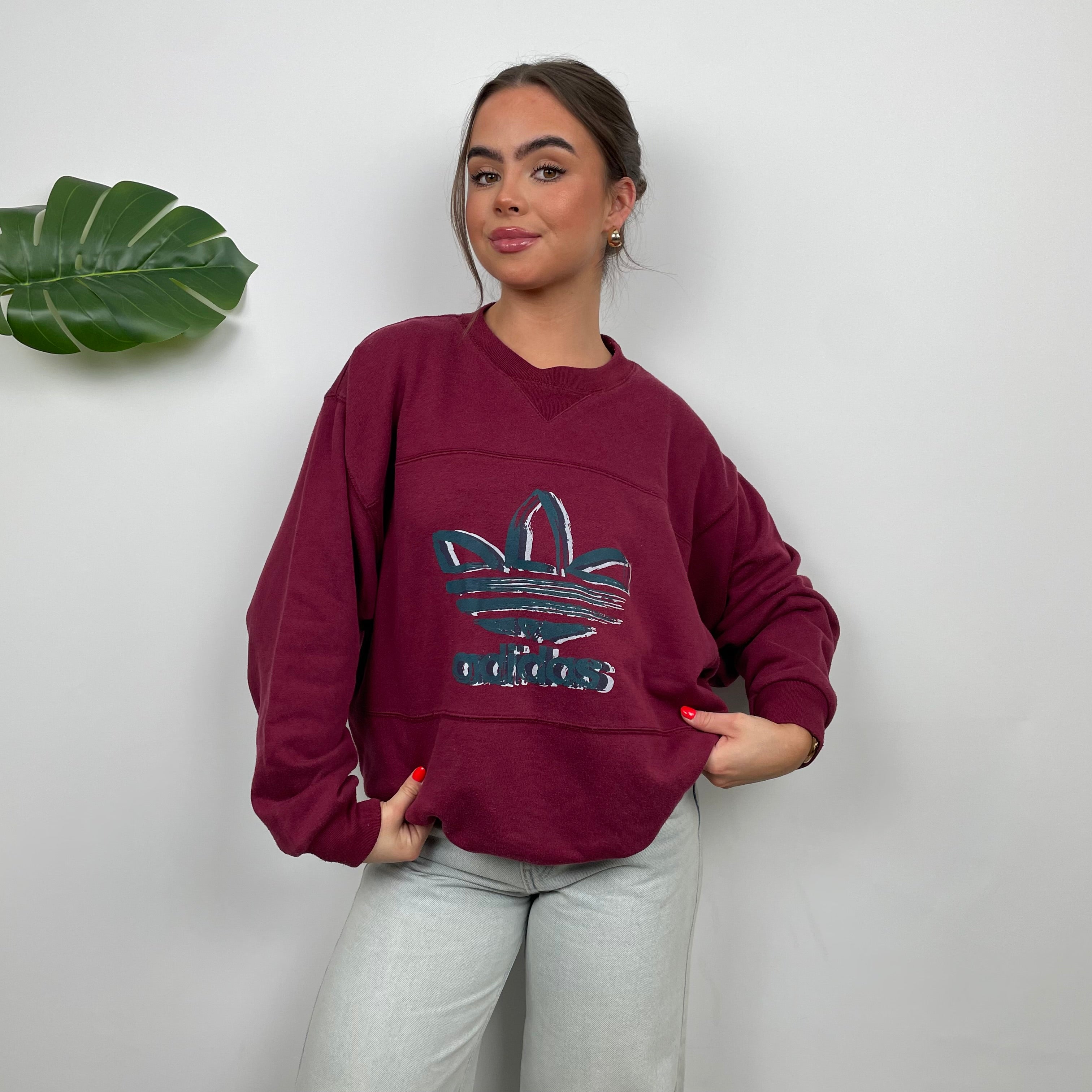 Adidas Maroon Spell Out Sweatshirt (M)