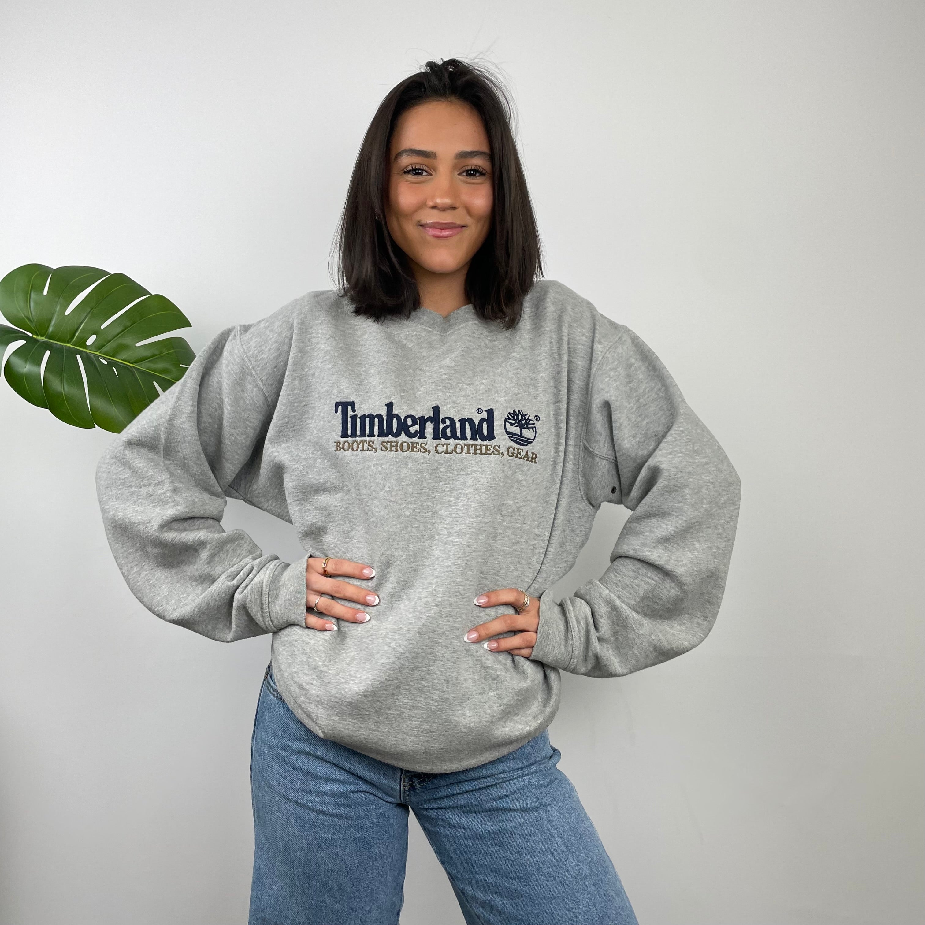Timberland Grey Embroidered Spell Out Sweatshirt (L)
