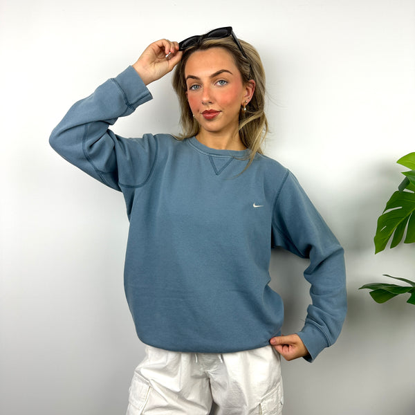 Nike Dusty Blue Embroidered Swoosh Sweatshirt (M)