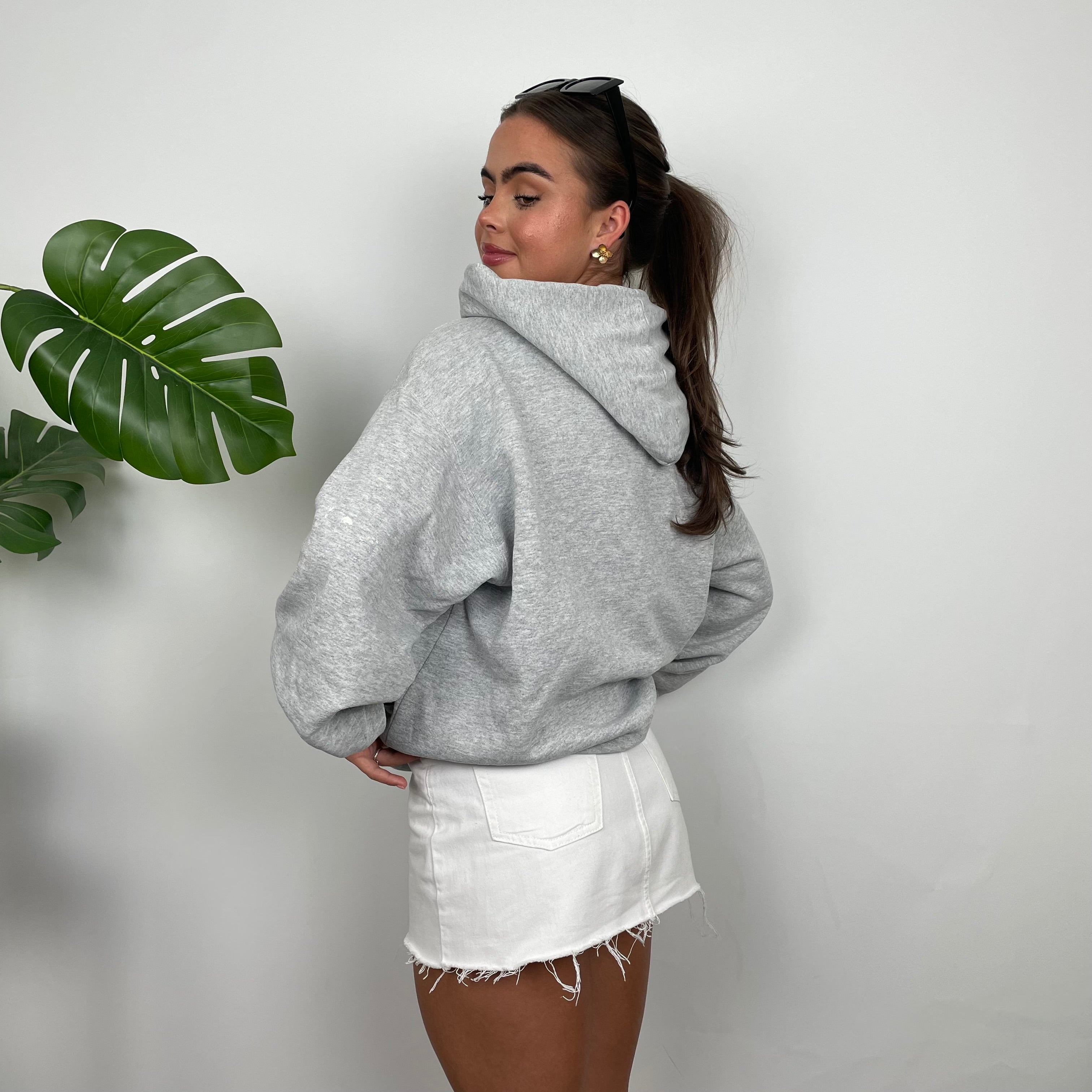 Nike Grey Embroidered Swoosh Hoodie (M)