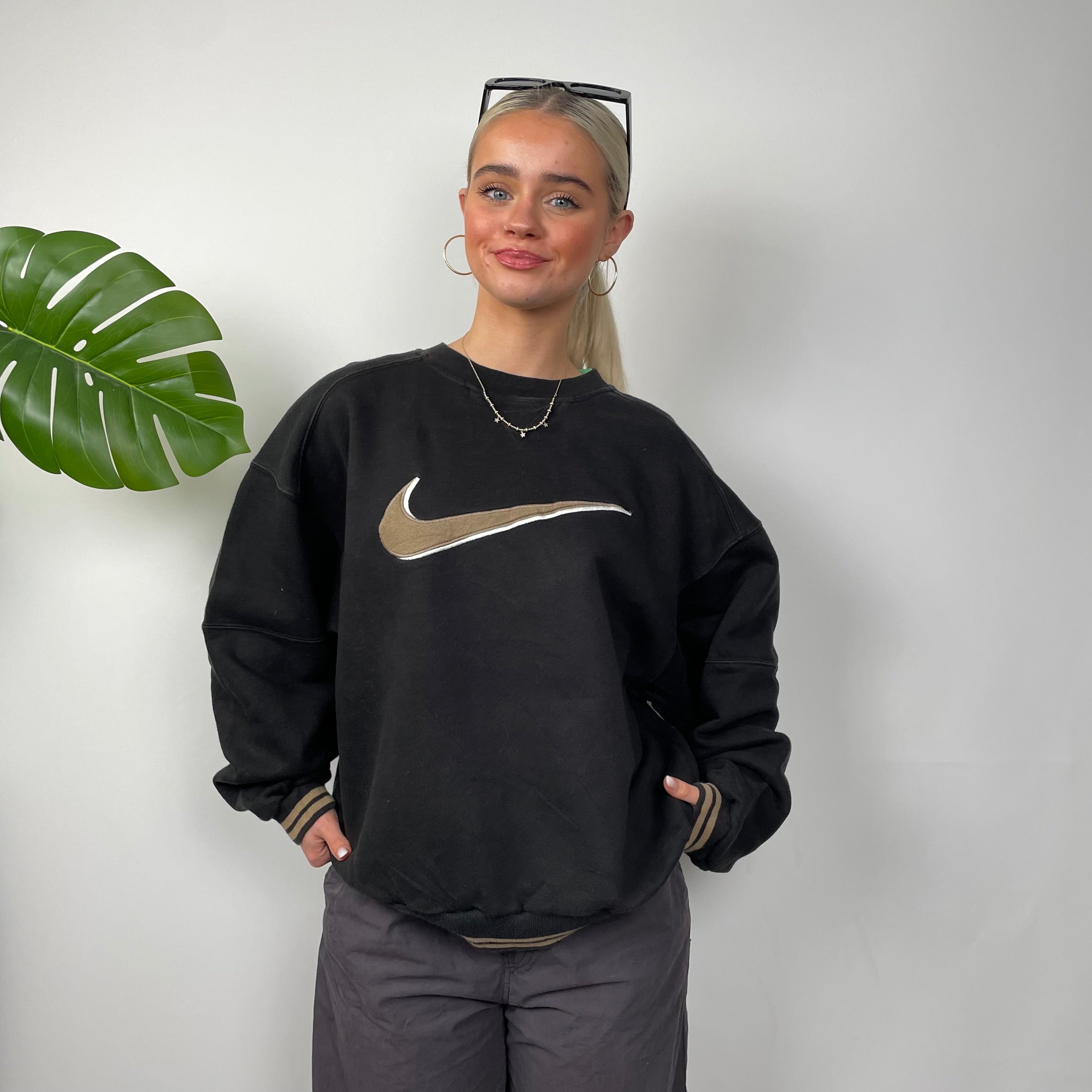 Nike Black Embroidered Swoosh Sweatshirt (M)