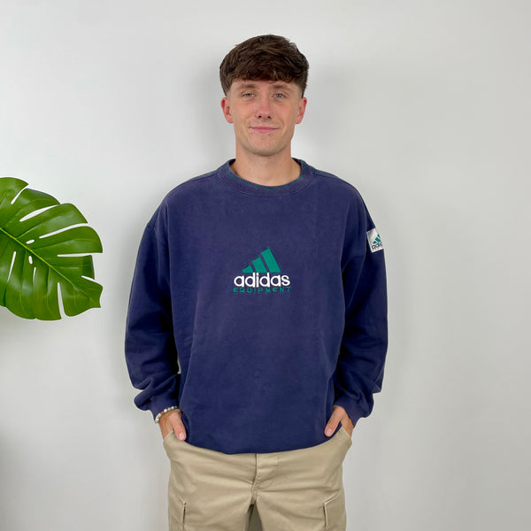 Adidas Equipment Navy Embroidered Spell Out Sweatshirt (L)