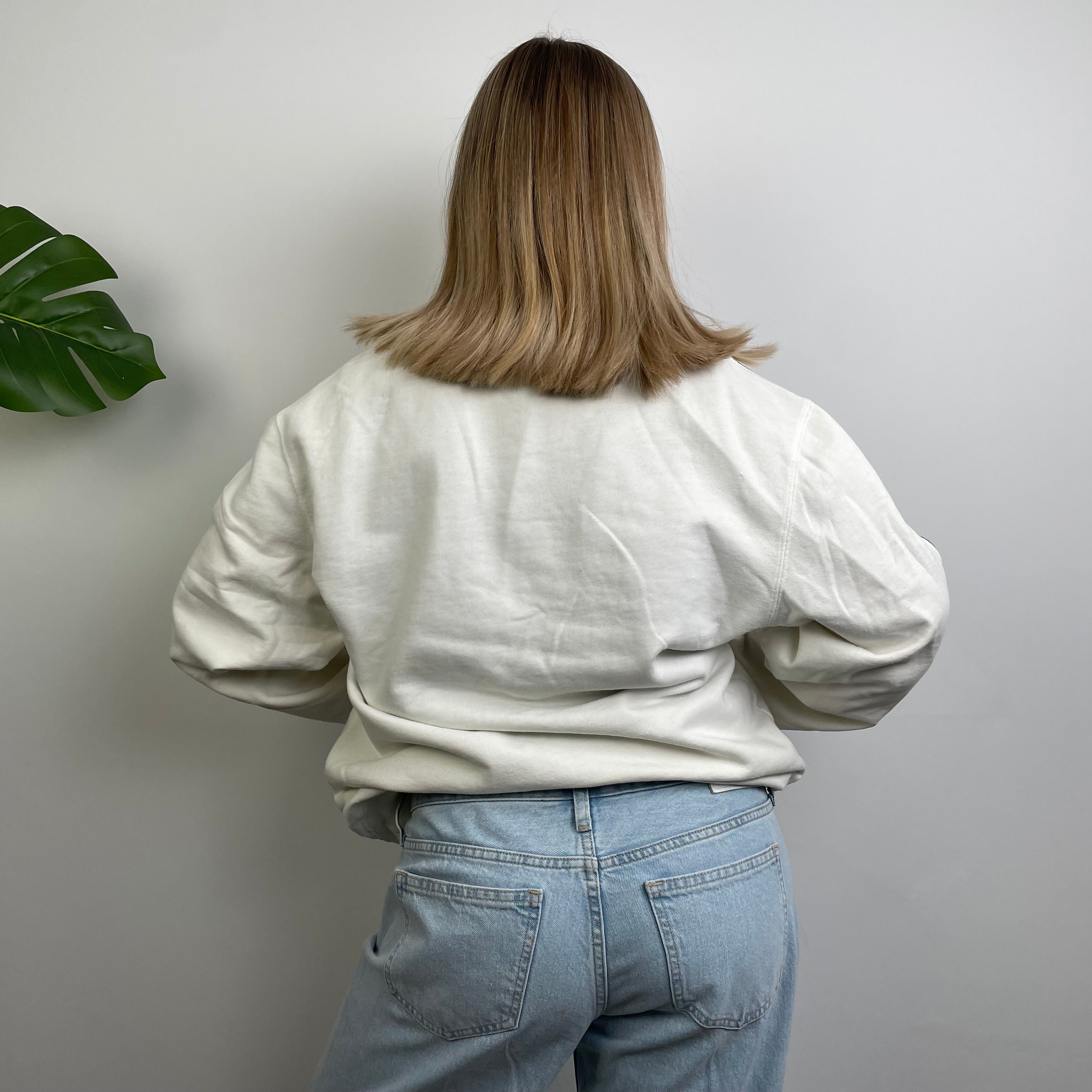 Adidas White Embroidered Spell Out Sweatshirt (L)