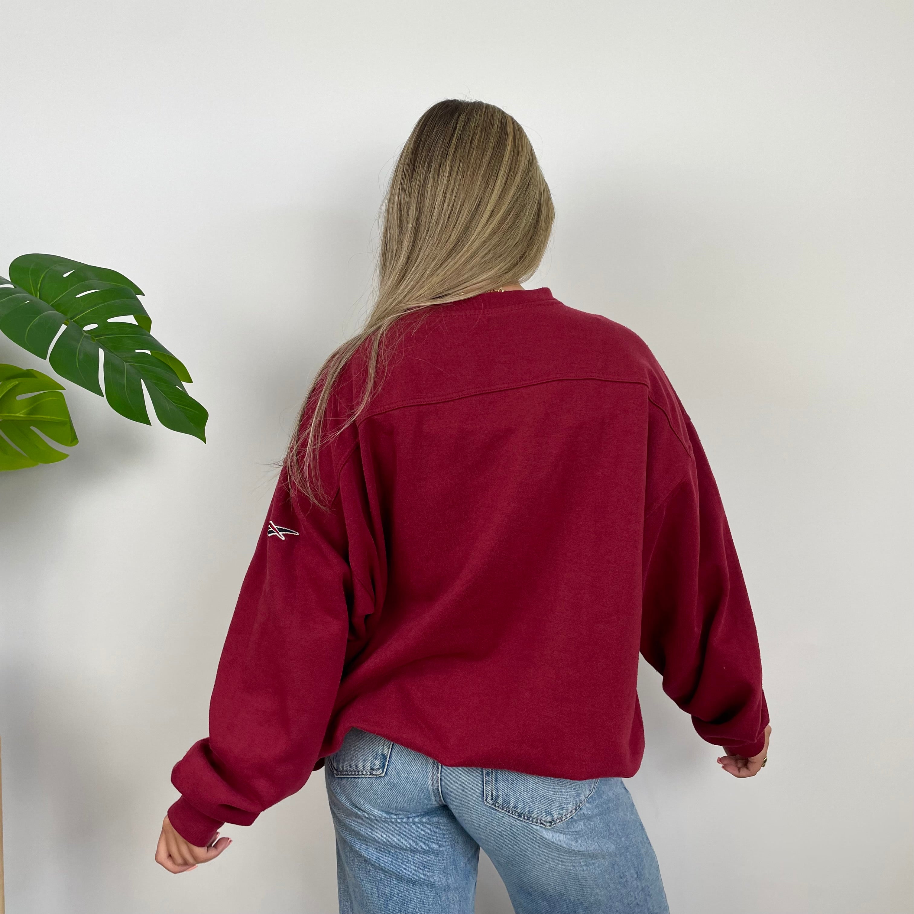 Reebok Red Embroidered Spell Out Sweatshirt (L)
