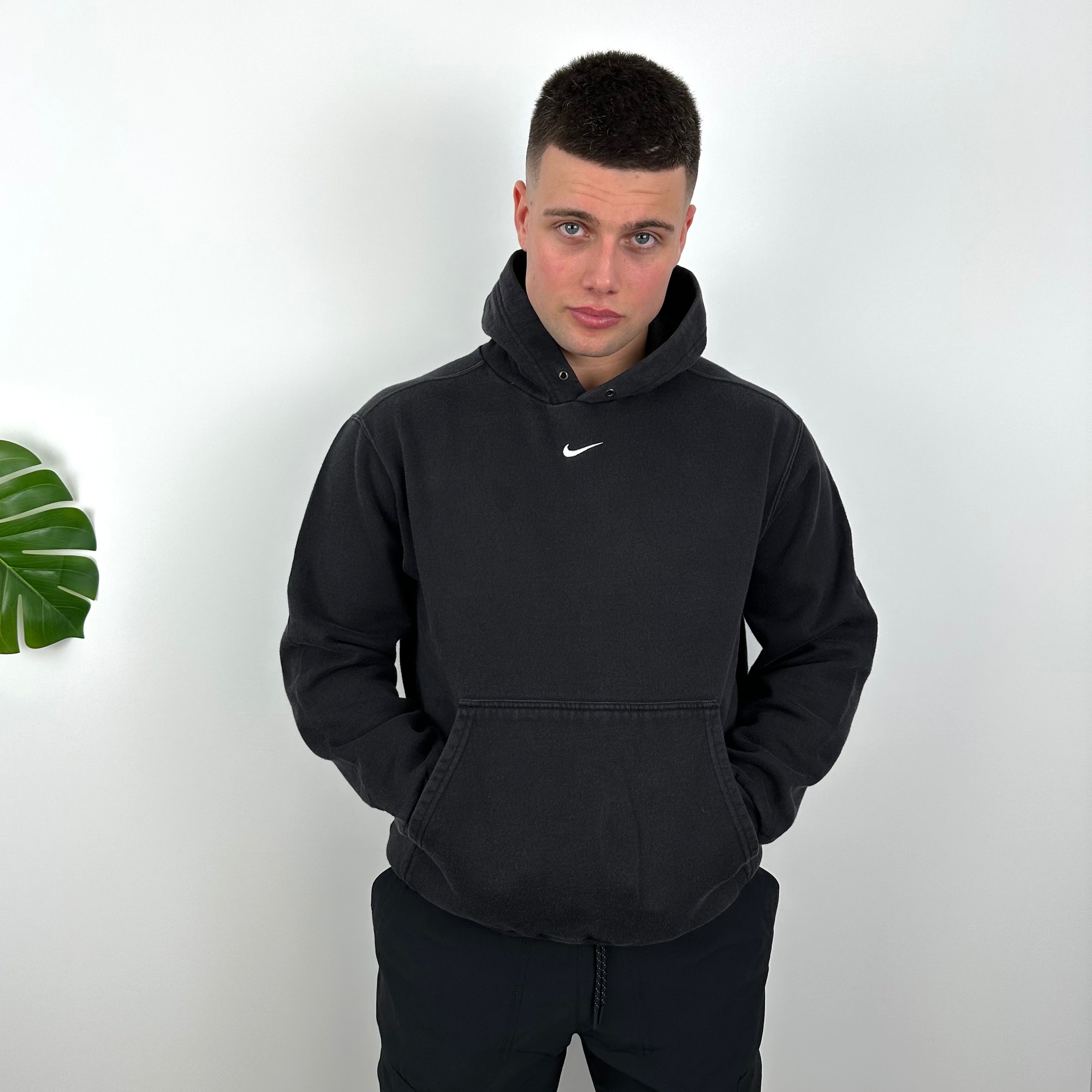 Nike Black Embroidered Centre Swoosh Hoodie (L)