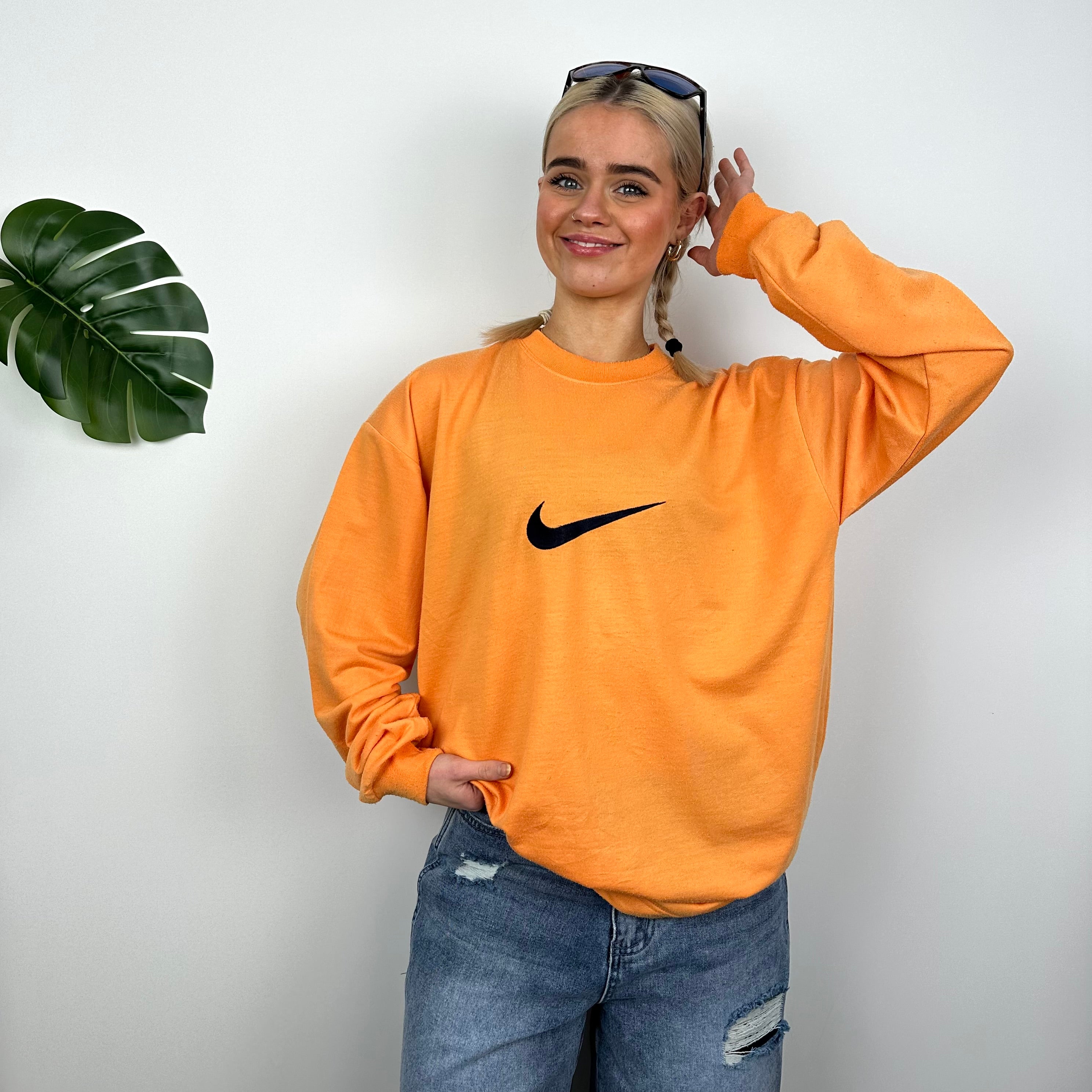 Nike Orange Embroidered Swoosh Sweatshirt (L)