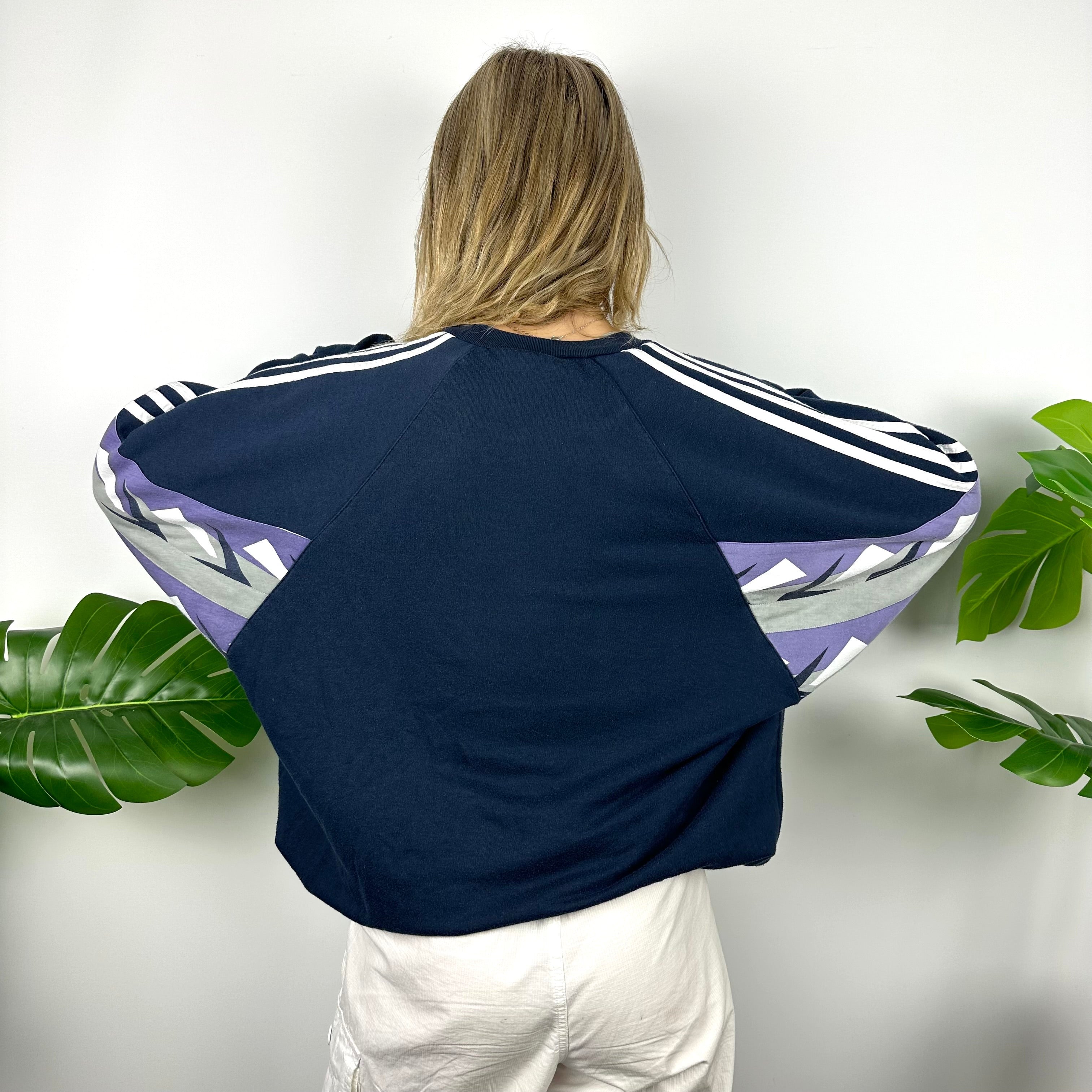 Adidas Colour Block Embroidered Spell Out Sweatshirt (XL)