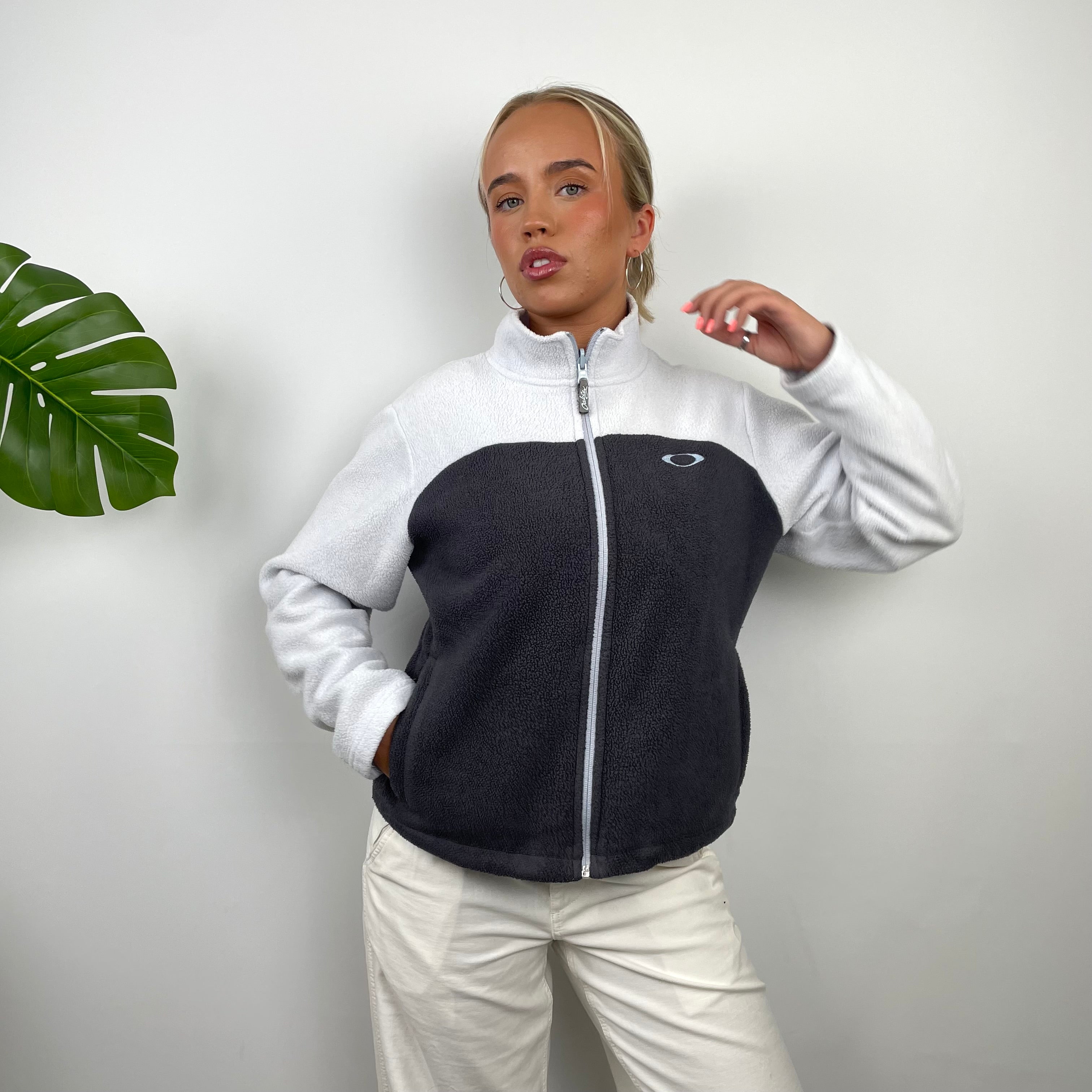 Oakley RARE Grey Embroidered Logo Zip Up Fleece (S)