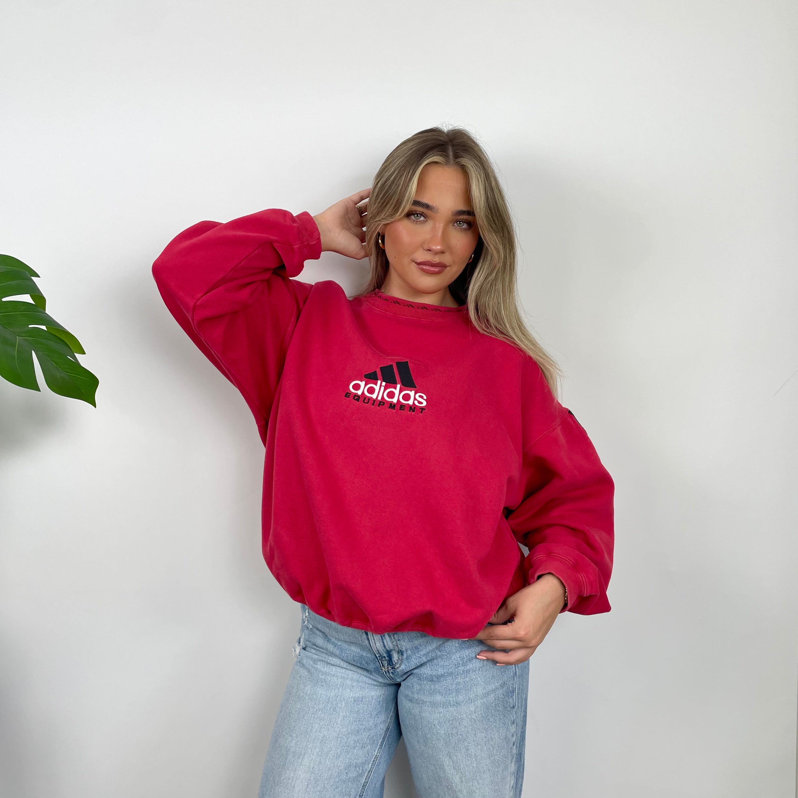 Adidas Equipment RARE Red Embroidered Spell Out Sweatshirt (S)