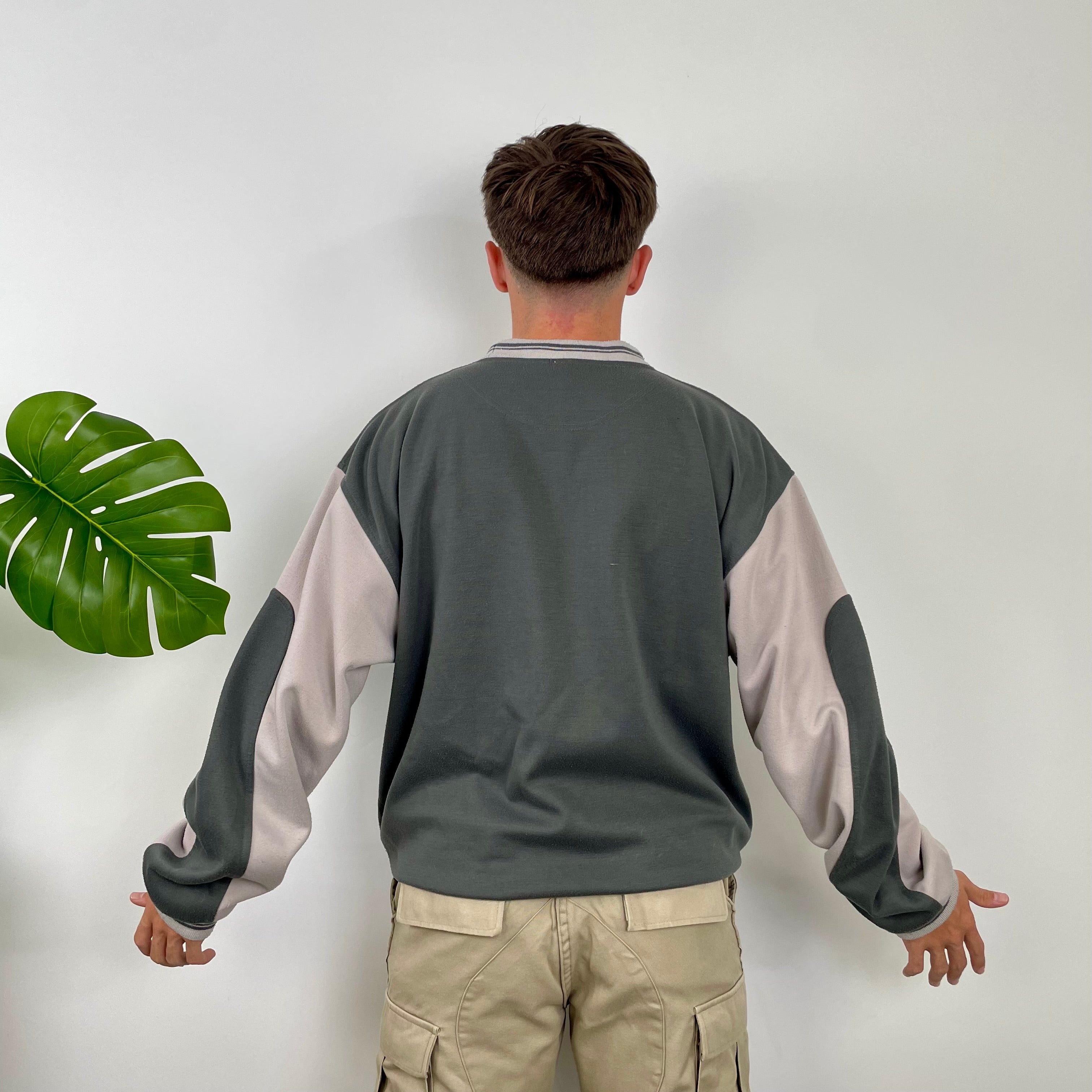 Adidas Grey Embroidered Spell Out Sweatshirt (L)