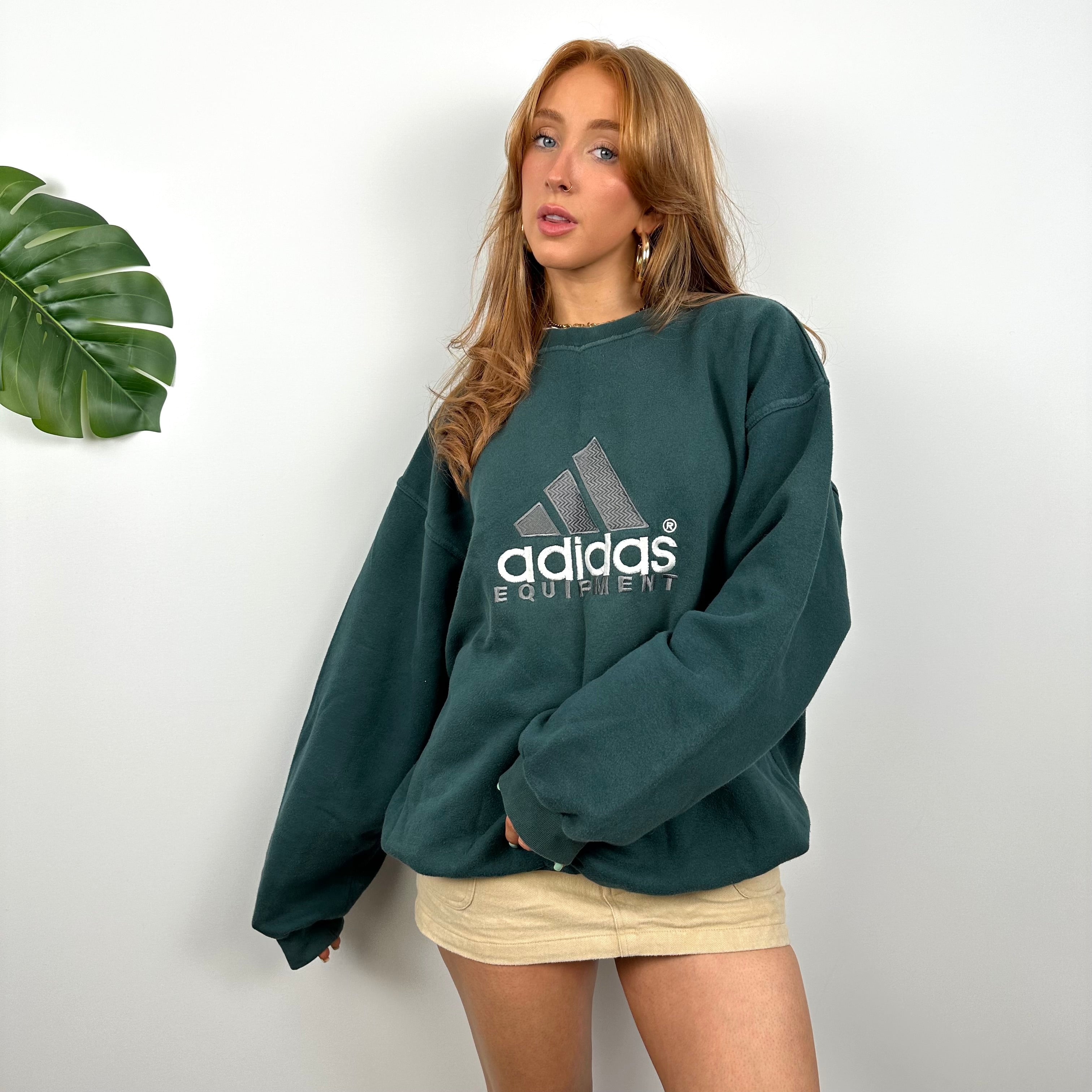 Adidas Equipment RARE Green Embroidered Spell Out Sweatshirt (L)