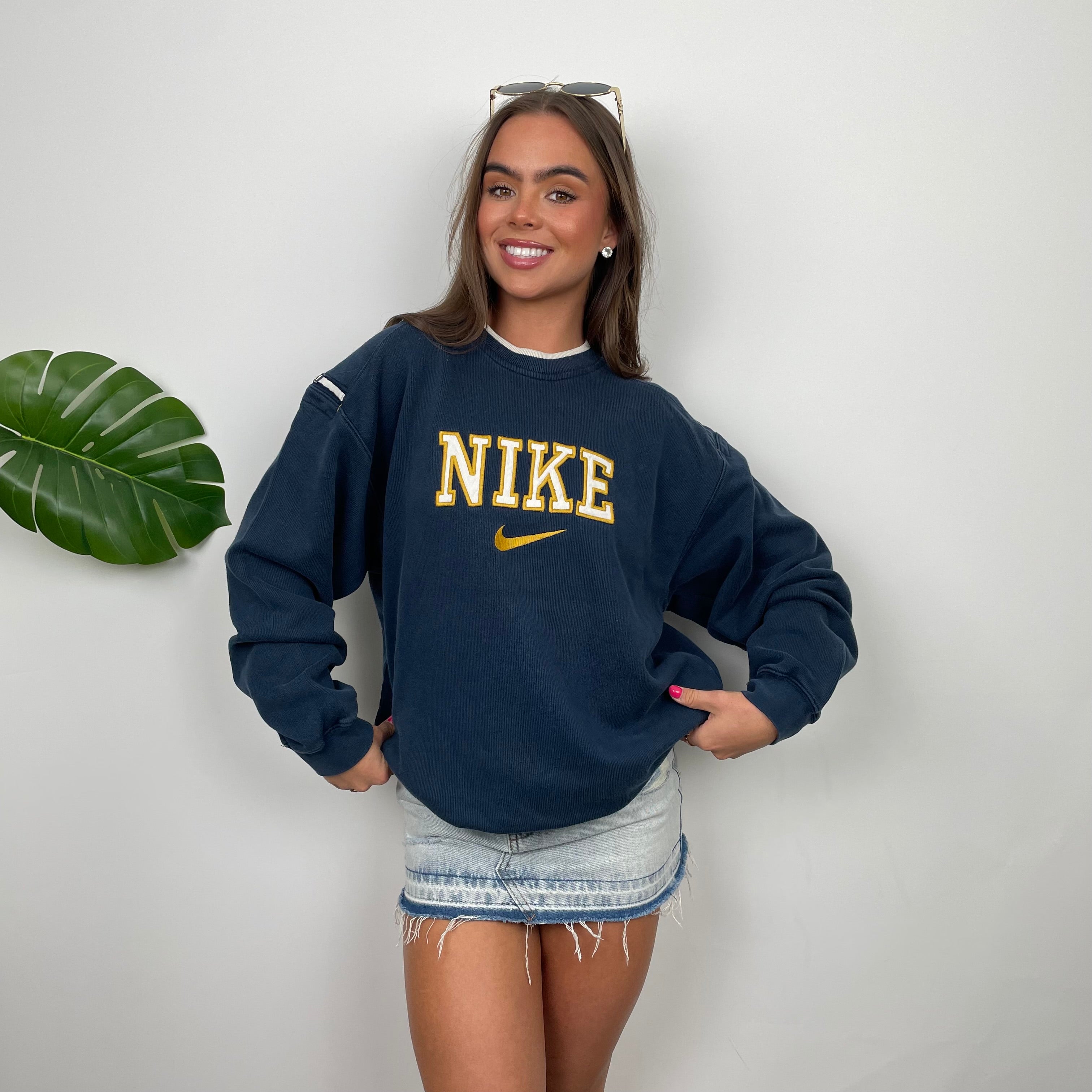 Nike Navy Embroidered Spell Out Sweatshirt (M)