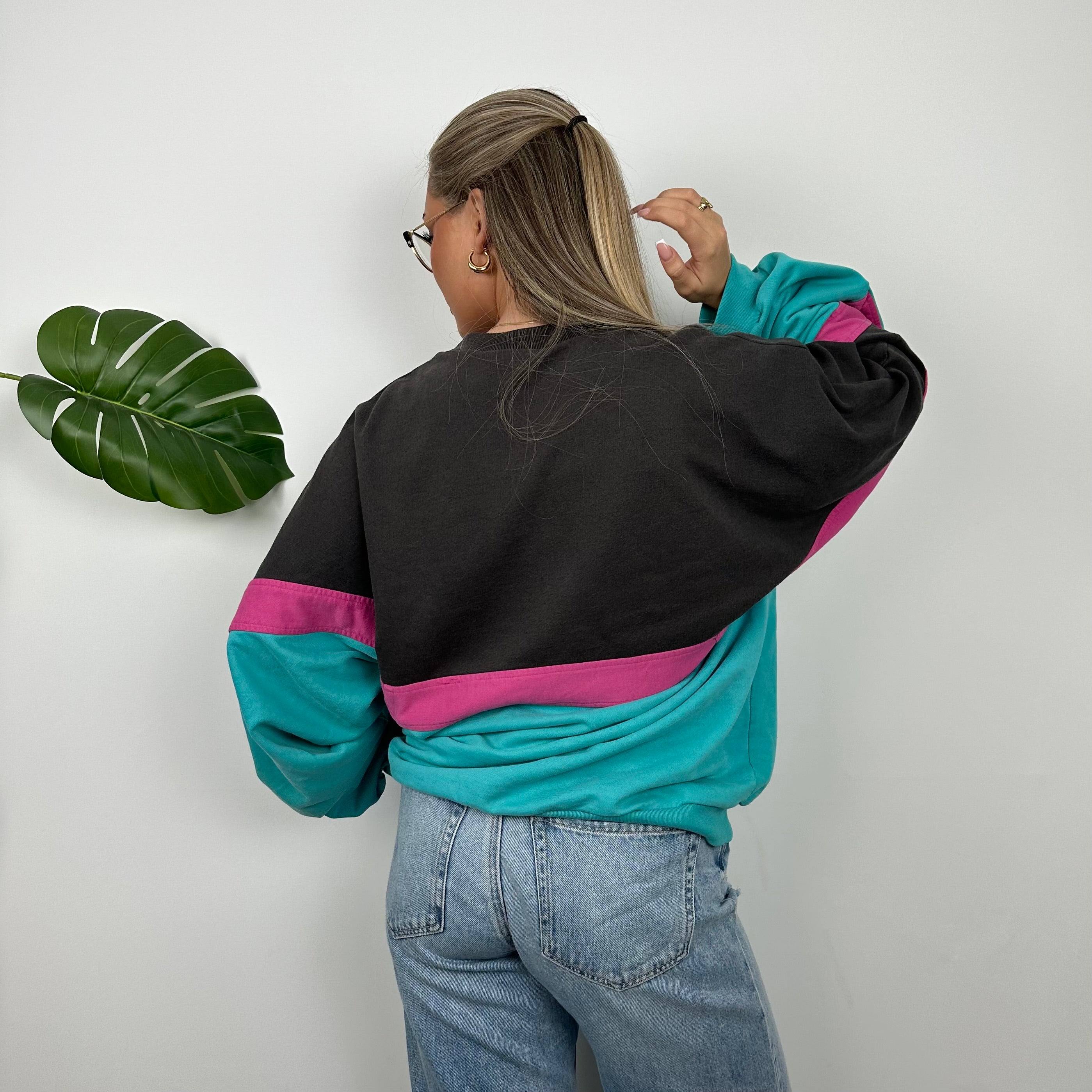 Adidas Colour Block Embroidered Spell Out Sweatshirt (L)