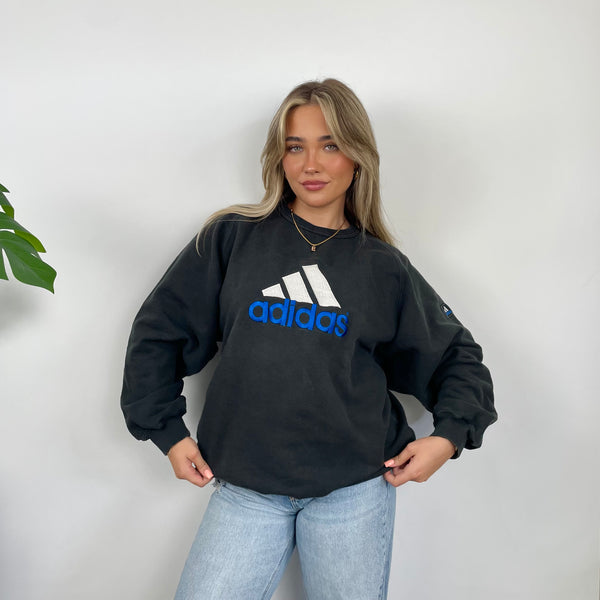 Adidas Black Embroidered Spell Out Sweatshirt (L)