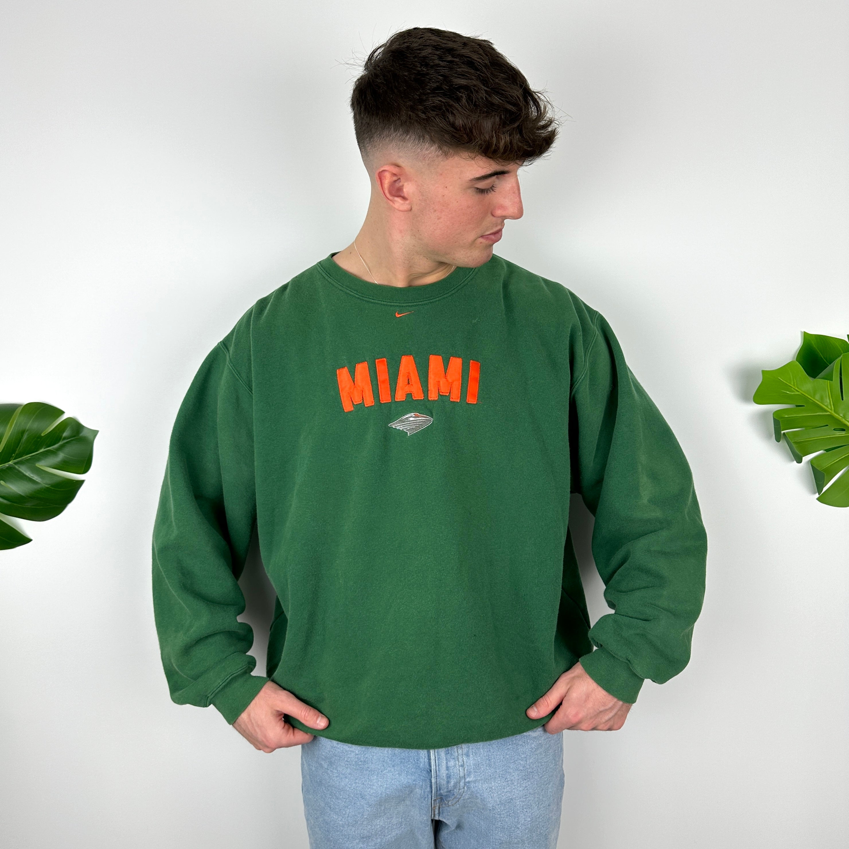 Nike X Miami Green Embroidered Spell Out Sweatshirt (XL)