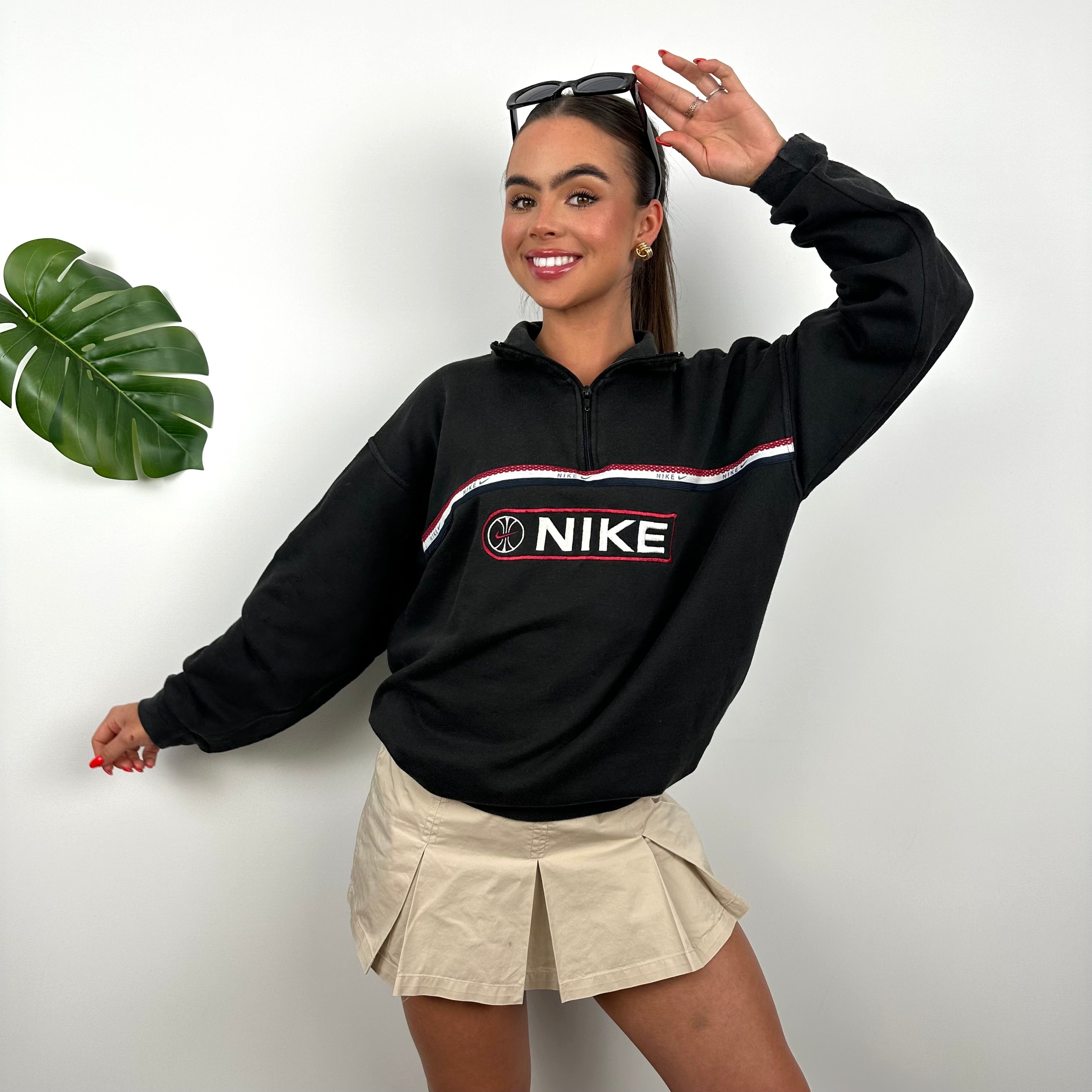 Nike Black Embroidered Swoosh Quarter Zip (M)