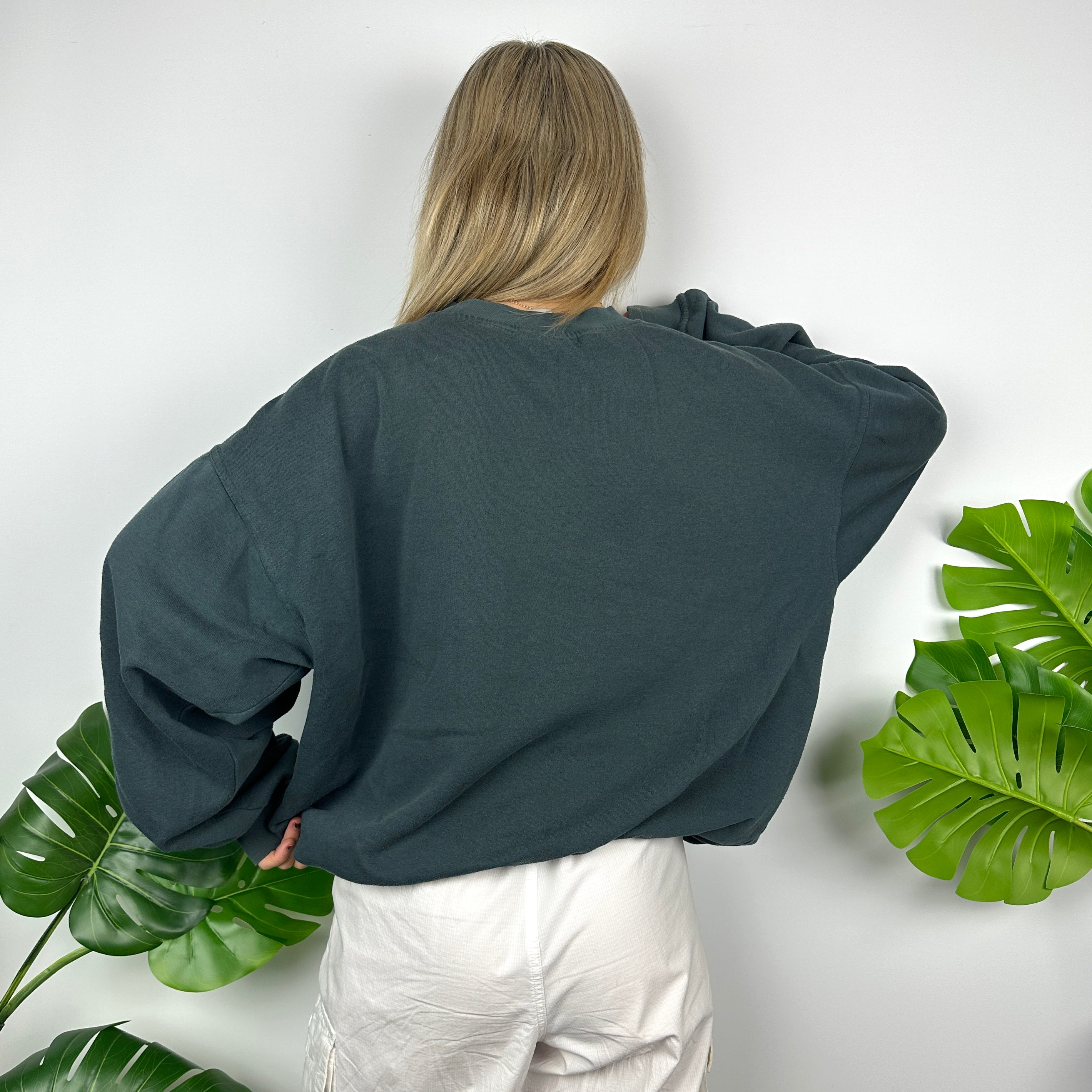 Adidas Green Embroidered Spell Out Sweatshirt (L)