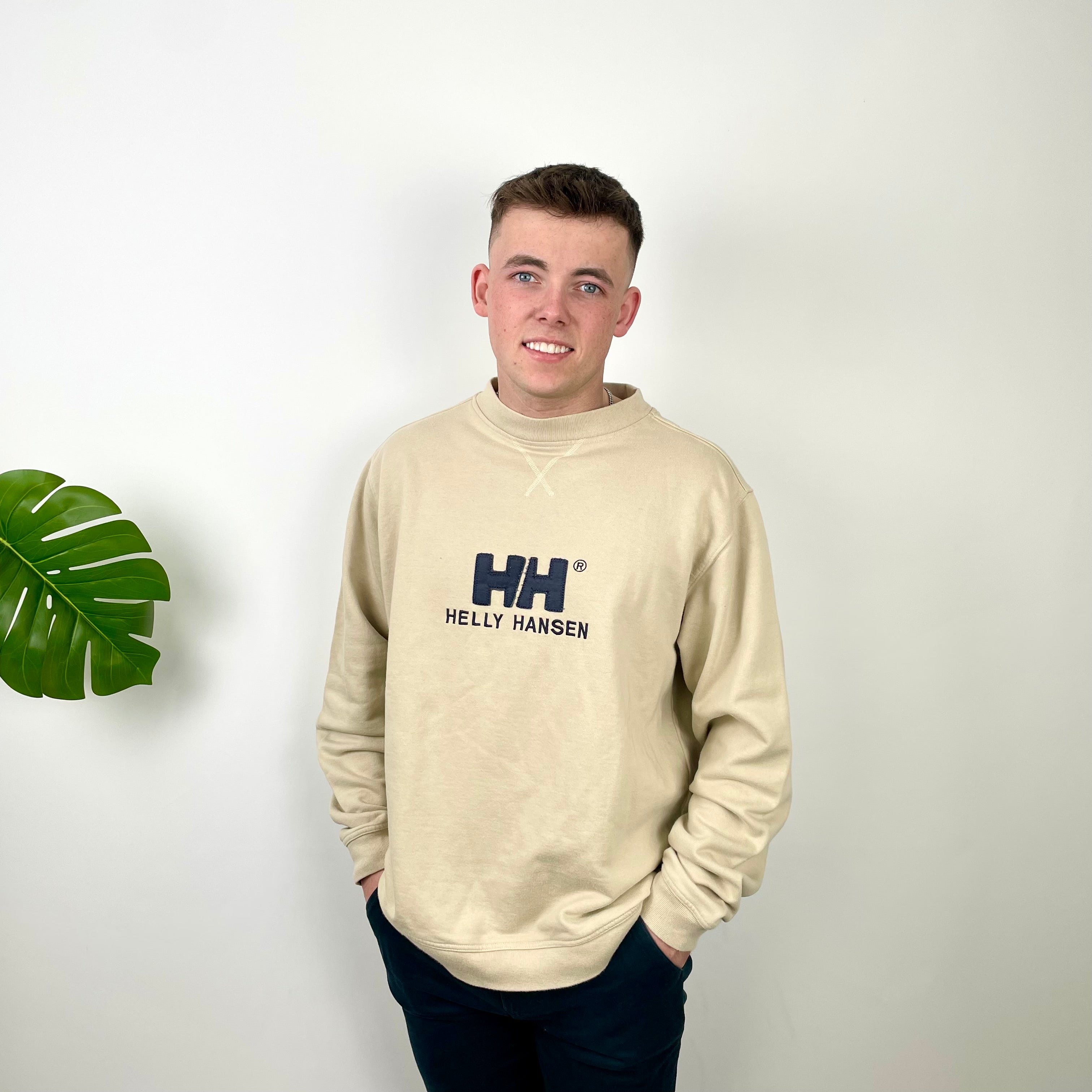 Helly Hansen Cream Embroidered Spell Out Sweatshirt (L)