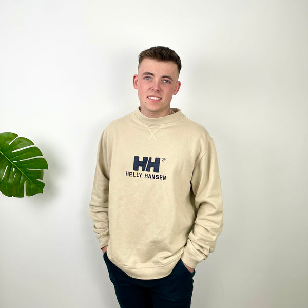 Helly Hansen Cream Embroidered Spell Out Sweatshirt (L)