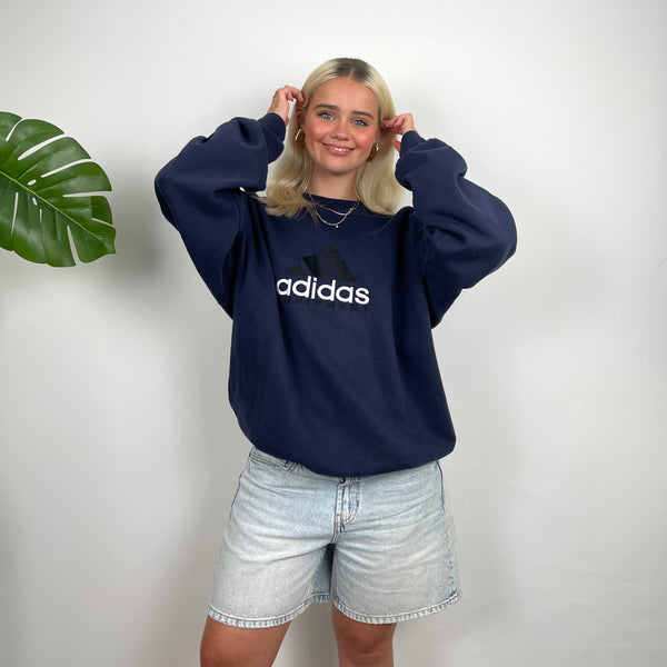 Adidas Equipment RARE Navy Embroidered Spell Out Sweatshirt (L)