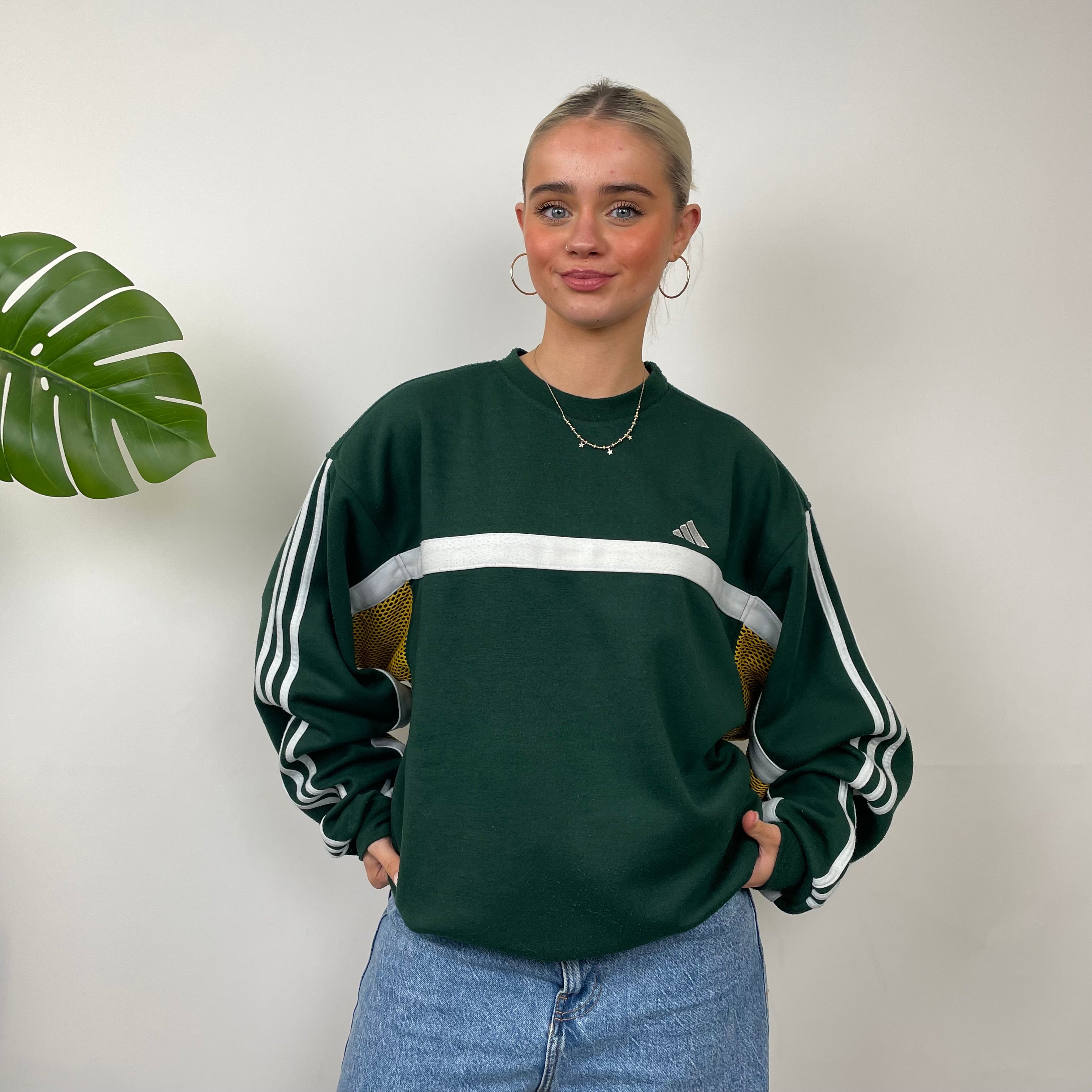 Adidas RARE Green Embroidered Spell Out Sweatshirt (XXL)