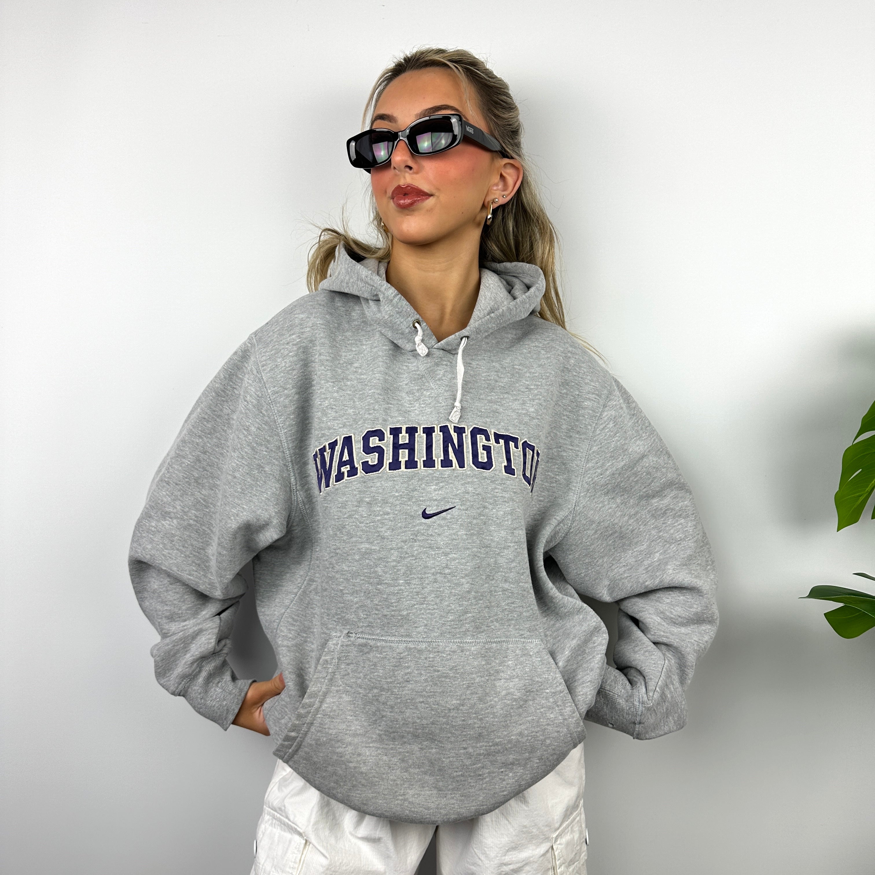 Nike X Washington Grey Embroidered Spell Out Hoodie (XL)