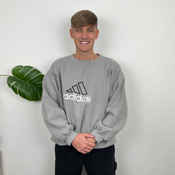 Adidas RARE Grey Embroidered Spell Out Sweatshirt (L)