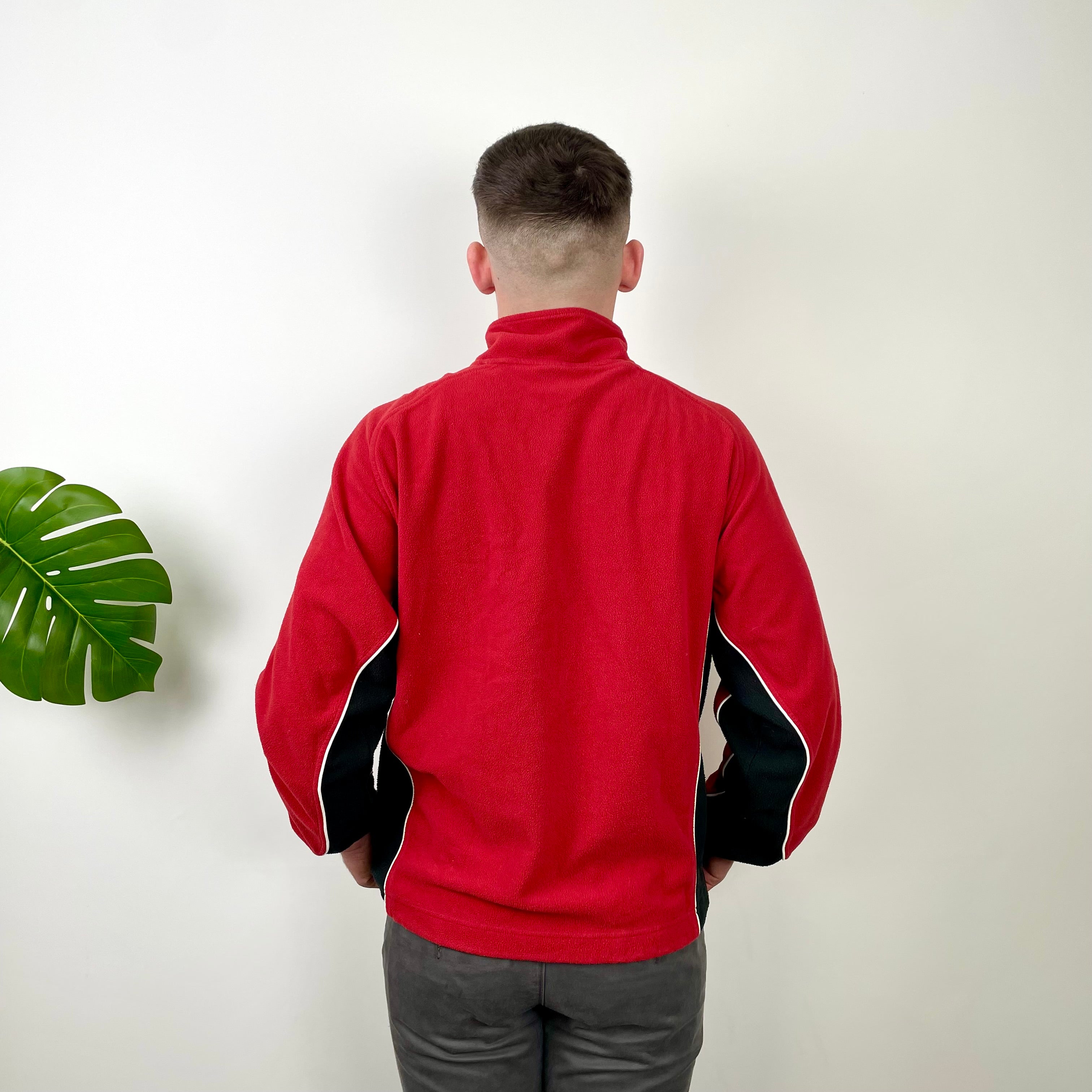Nike Red Embroidered Swoosh Quarter Zip Sweatshirt (M)