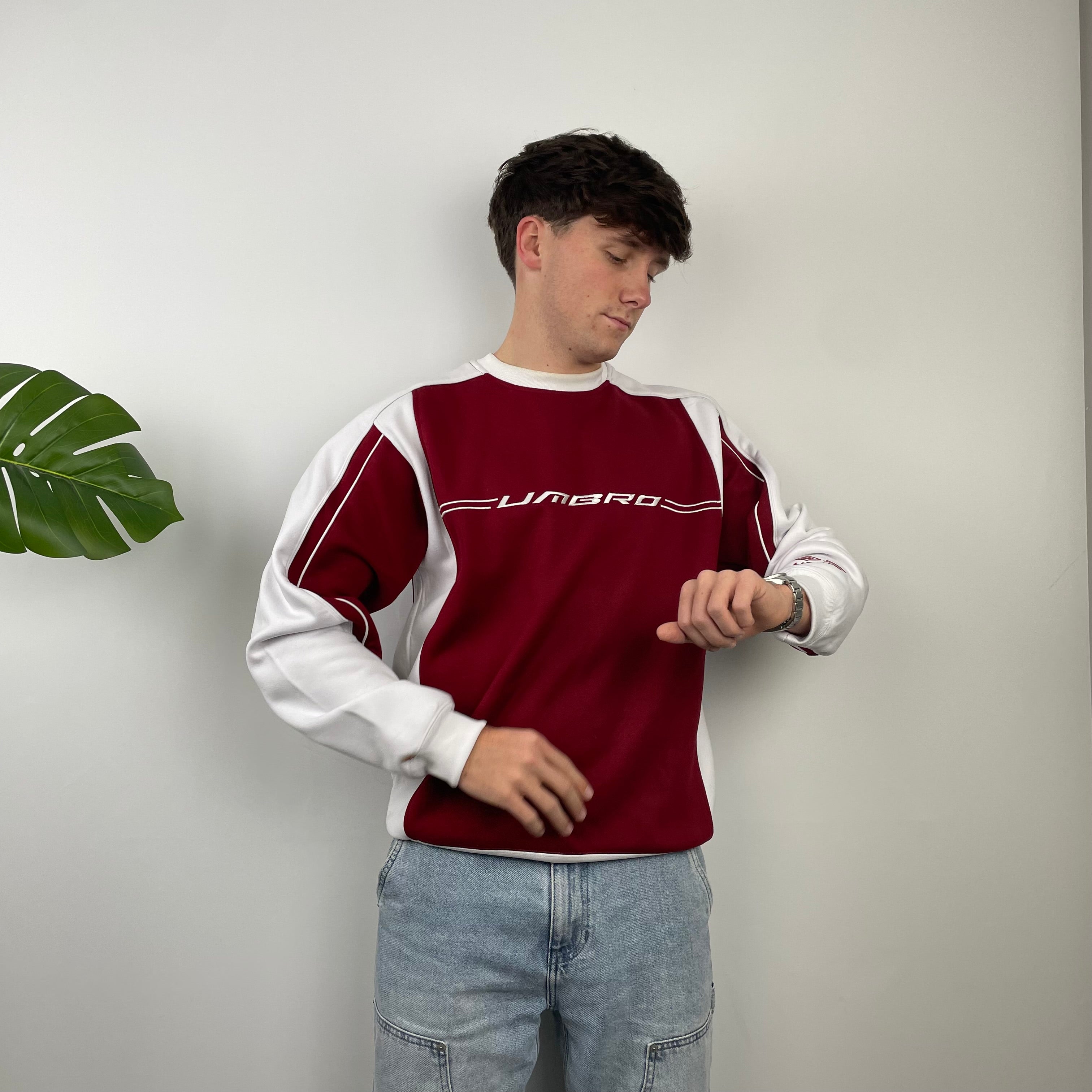 Umbro Red Embroidered Spell Out Sweatshirt (M)