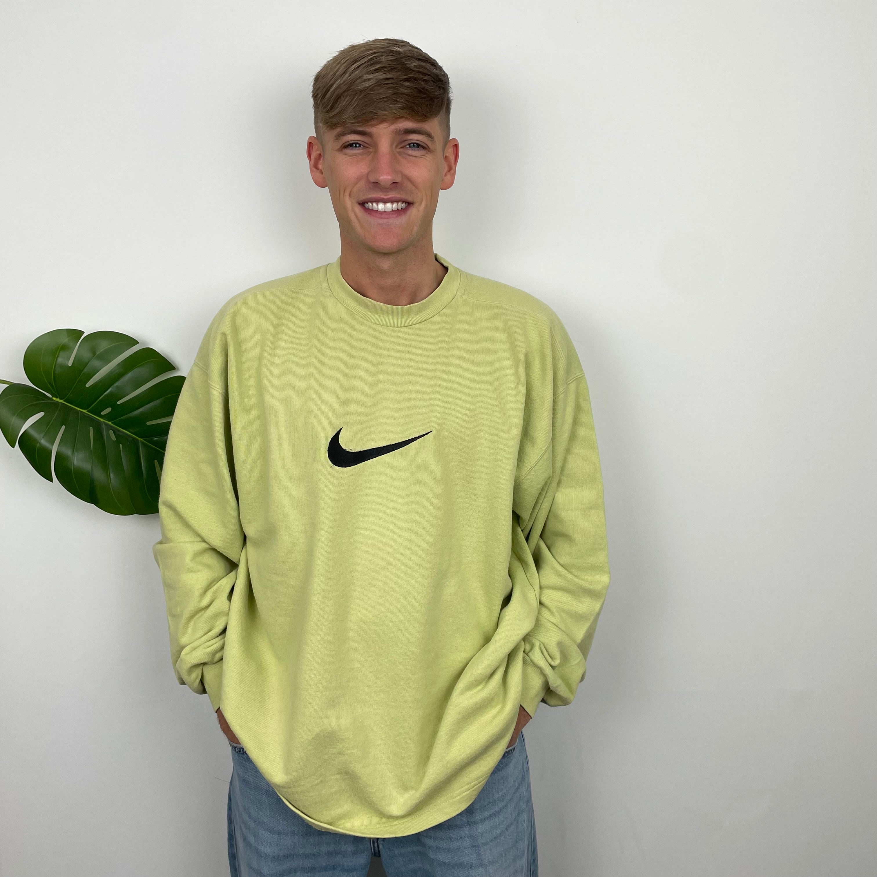 Nike Lime Embroidered Swoosh Sweatshirt (XL)