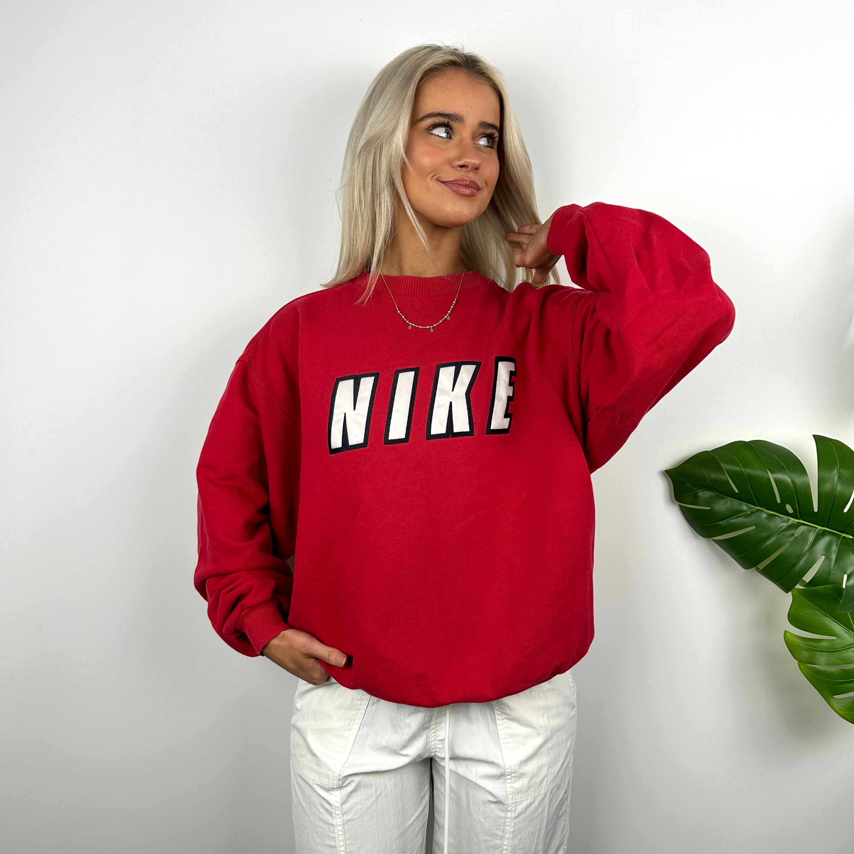 Nike Red Embroidered Spell Out Sweatshirt (M)