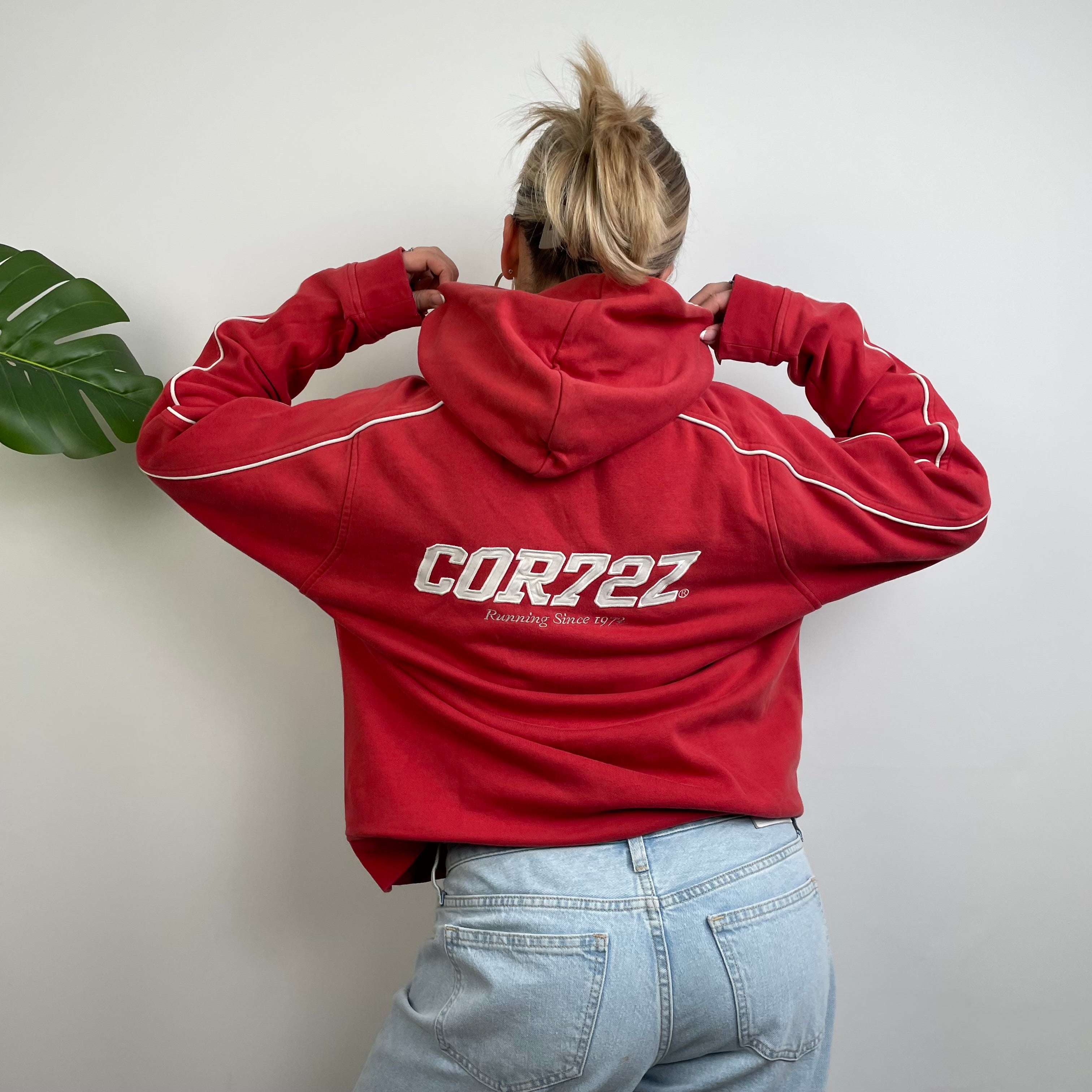 Nike Cortez RARE Red Embroidered Spell Out Hoodie (S)