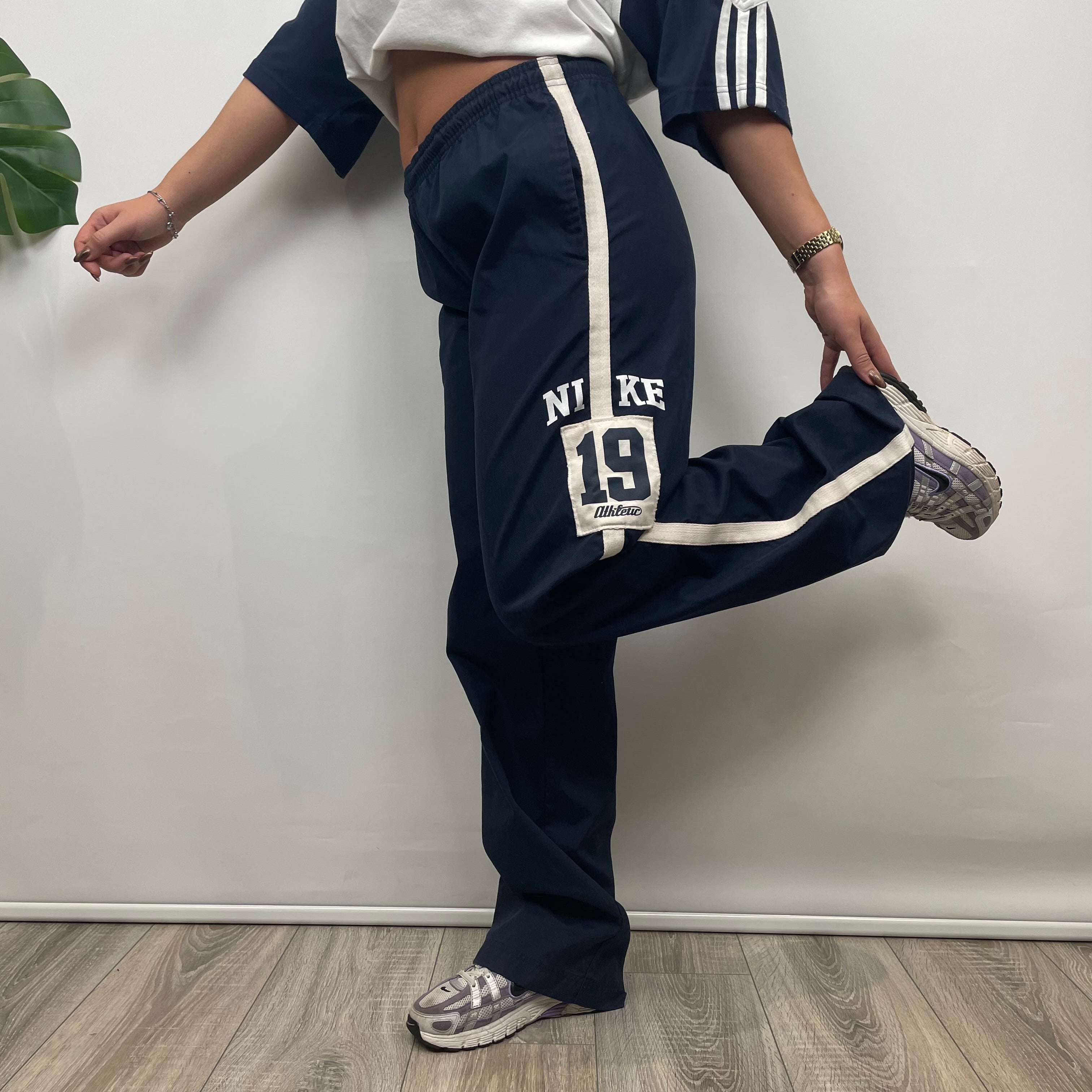 Nike Navy Embroidered Swoosh Track Pants (S)