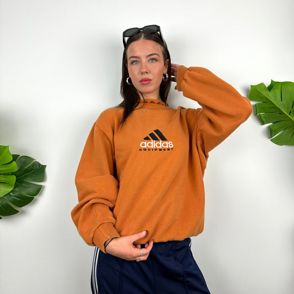 Adidas Equipment Orange Embroidered Spell Out Sweatshirt (M)