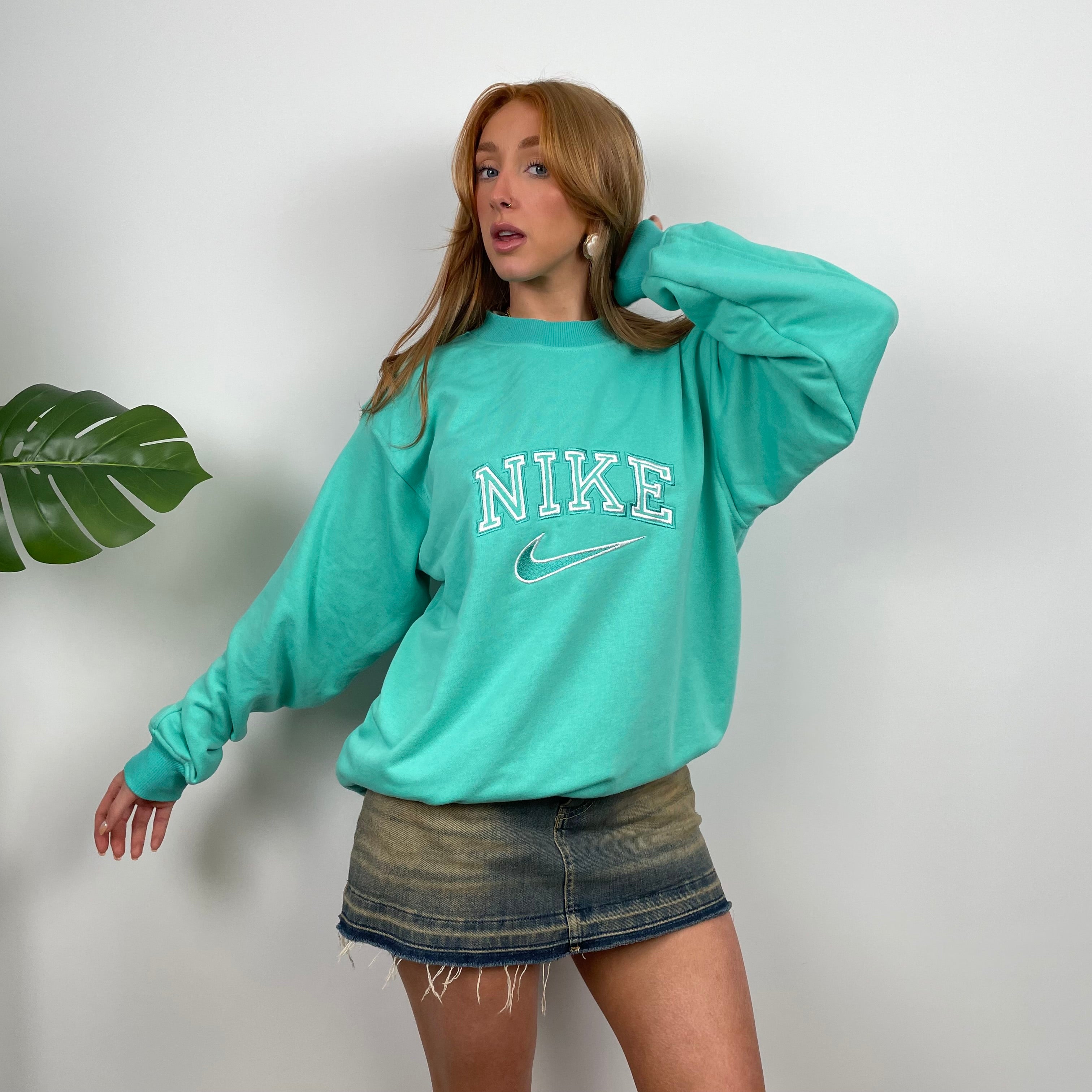 Nike Turquoise Embroidered Spell Out Sweatshirt (M)