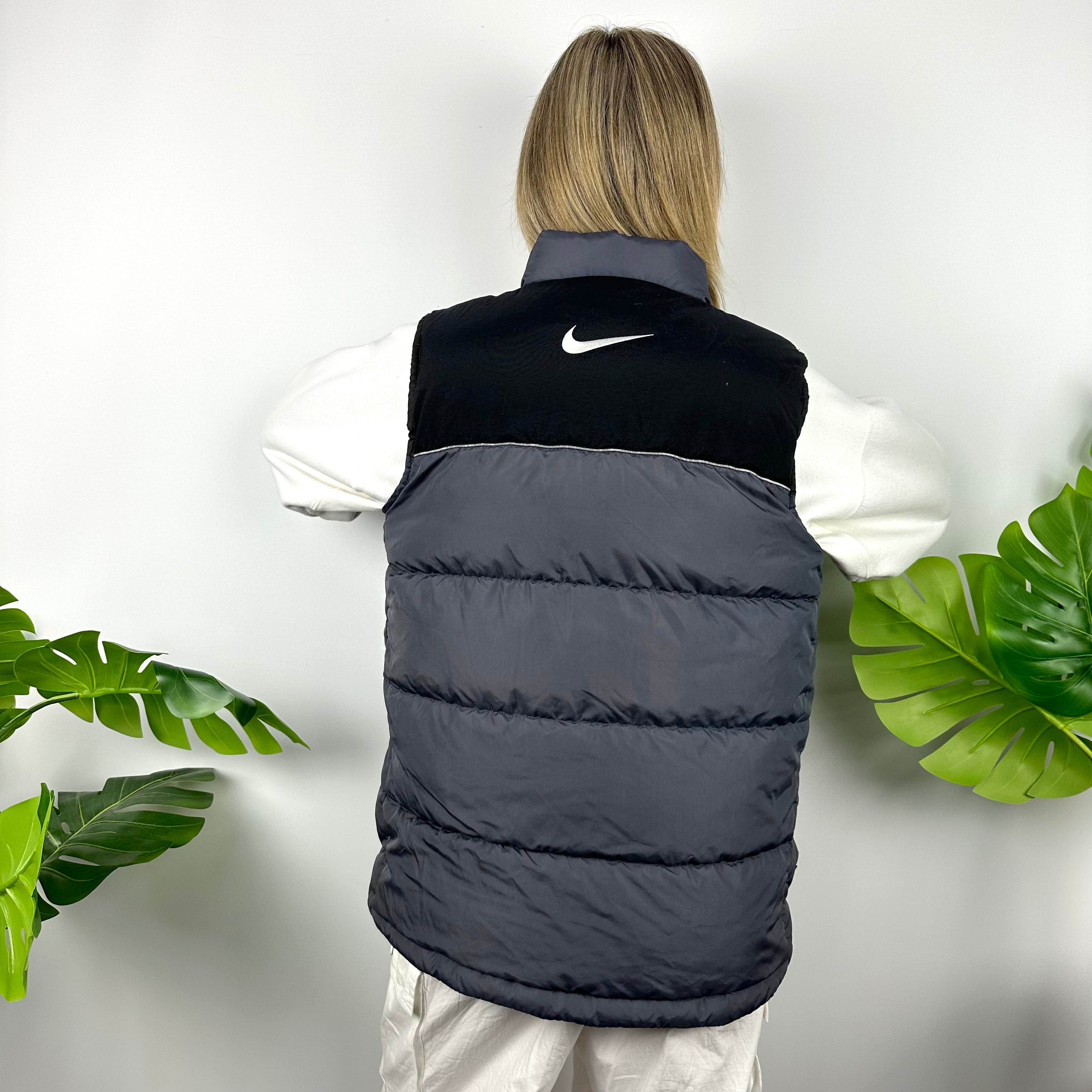 Nike Grey Embroidered Swoosh Puffer Gilet (M)