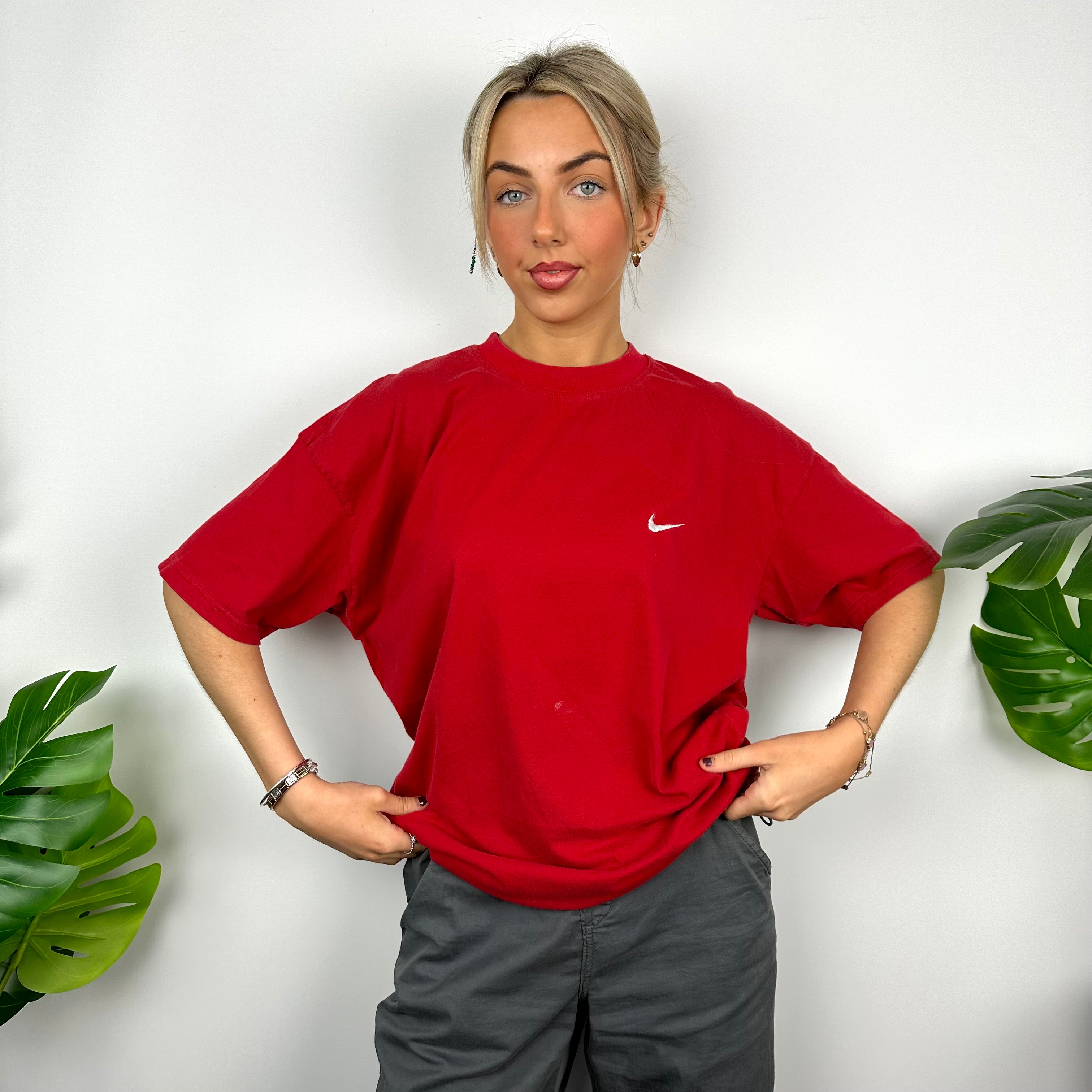 Nike Red Embroidered Swoosh T Shirt (M)