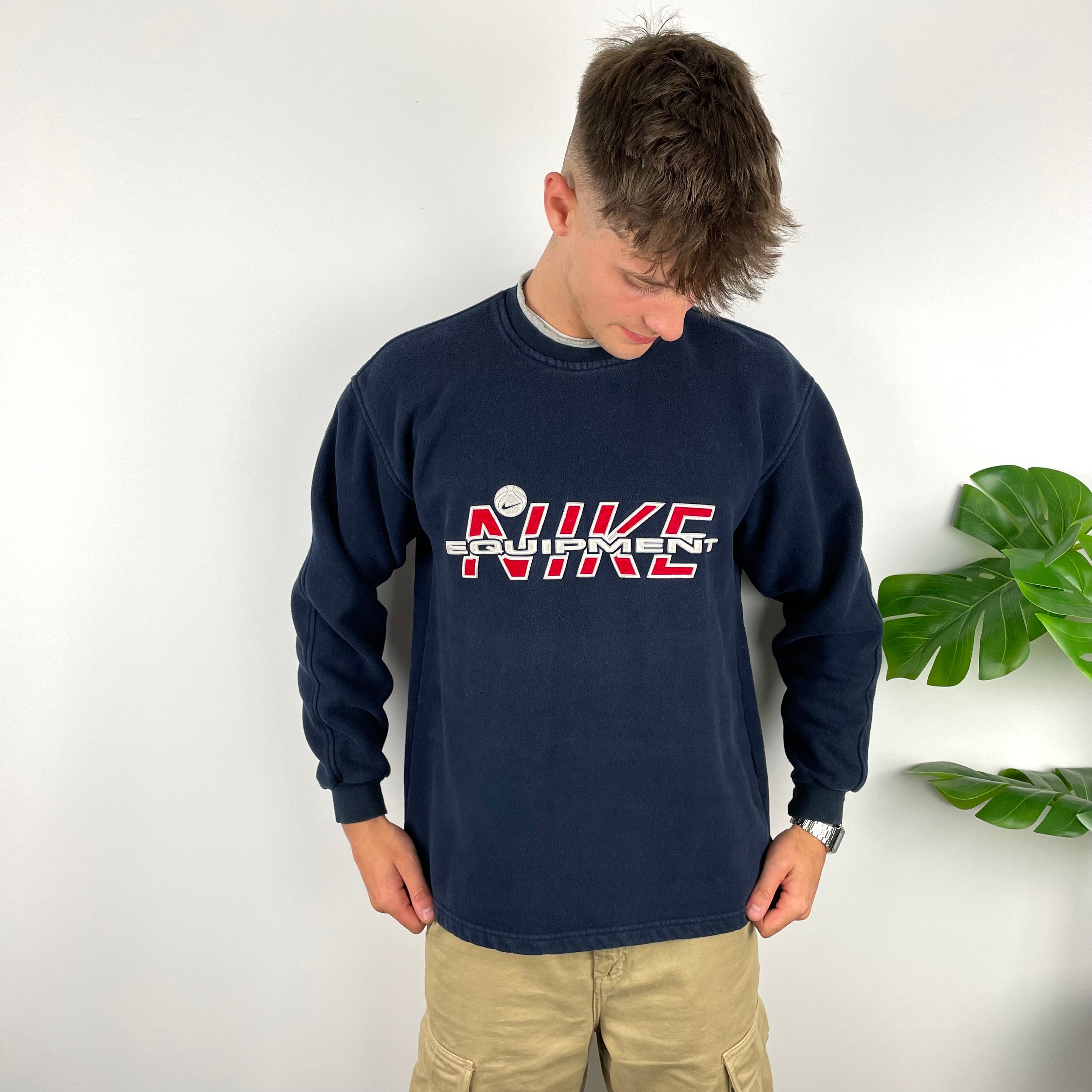Nike Equipment RARE Navy Embroidered Spell Out Sweatshirt (L)