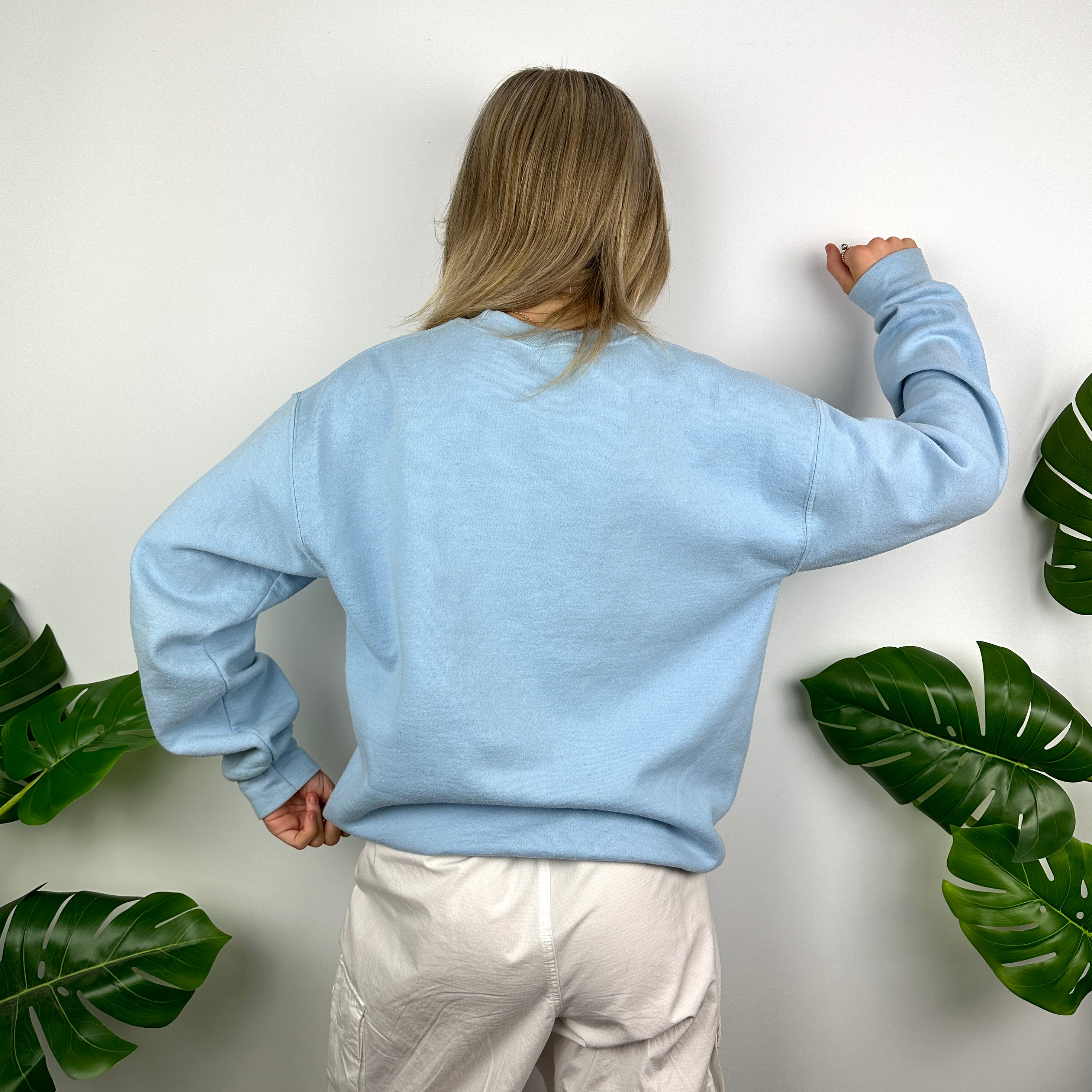 Nike Baby Blue Embroidered Spell Out Sweatshirt (M)