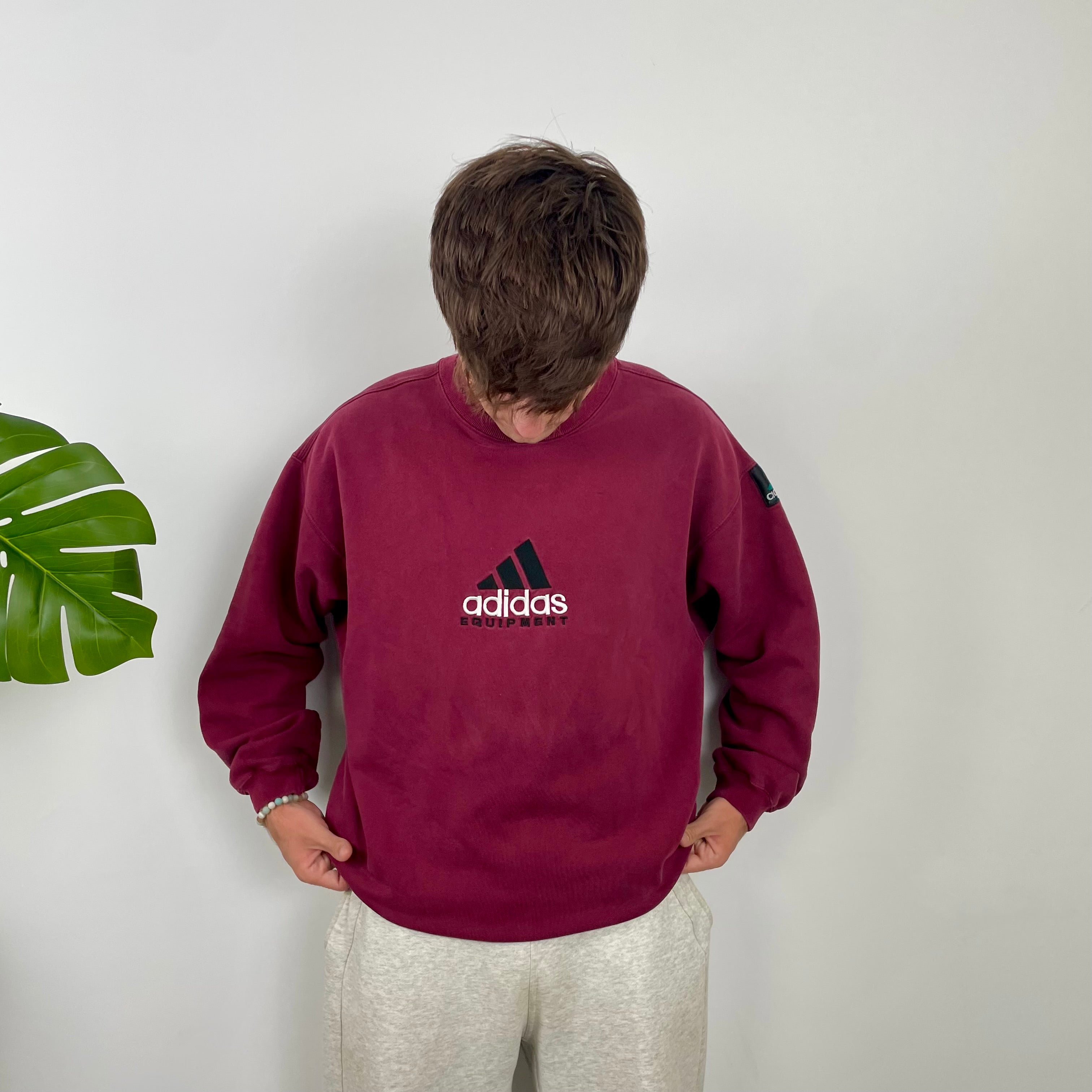 Adidas Equipment RARE Red Embroidered Spell Out Sweatshirt (L)