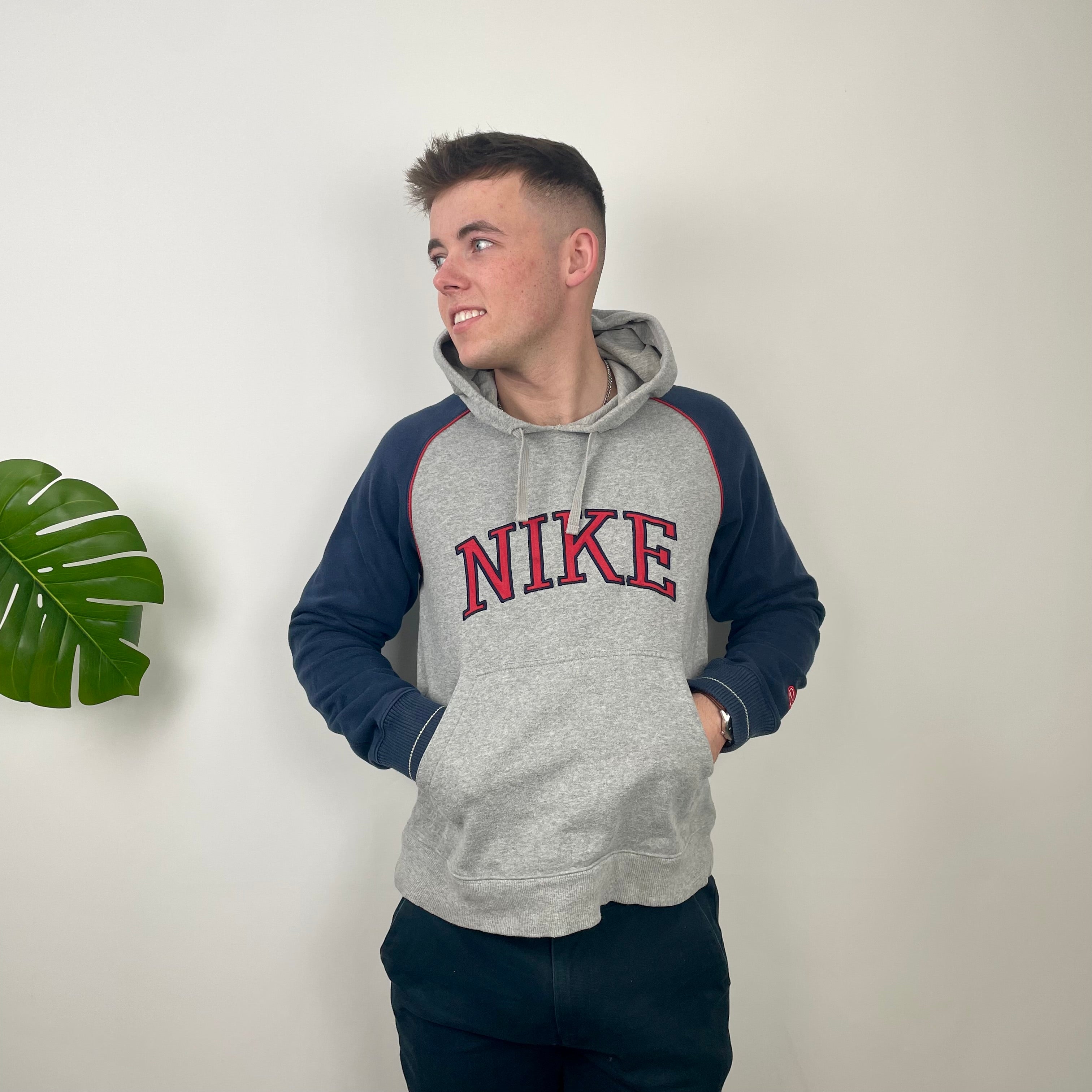 Nike Grey Embroidered Spell Out Hoodie (M)