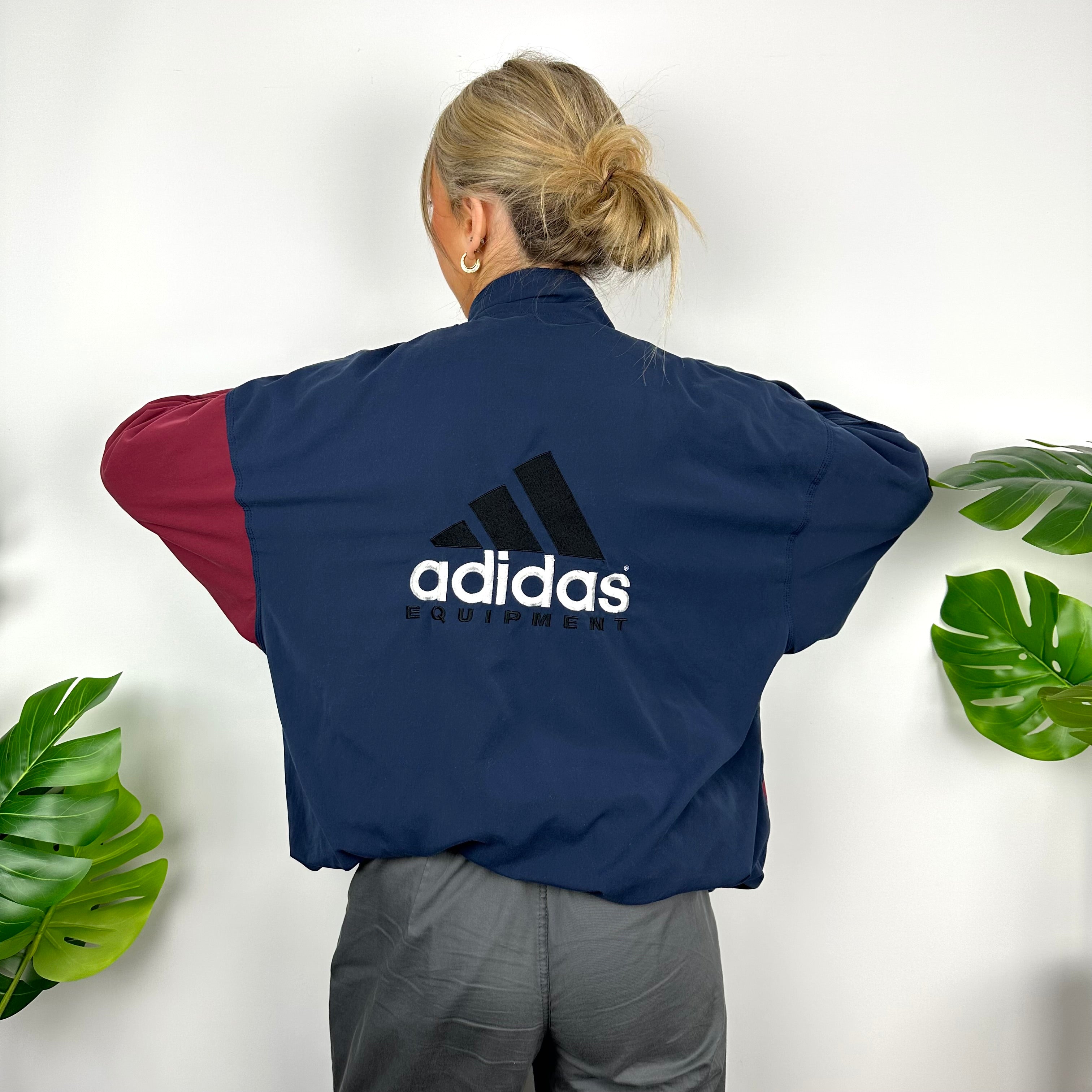 Adidas Equipment RARE Navy & Maroon Embroidered Spell Out Padded Jacket (XL)