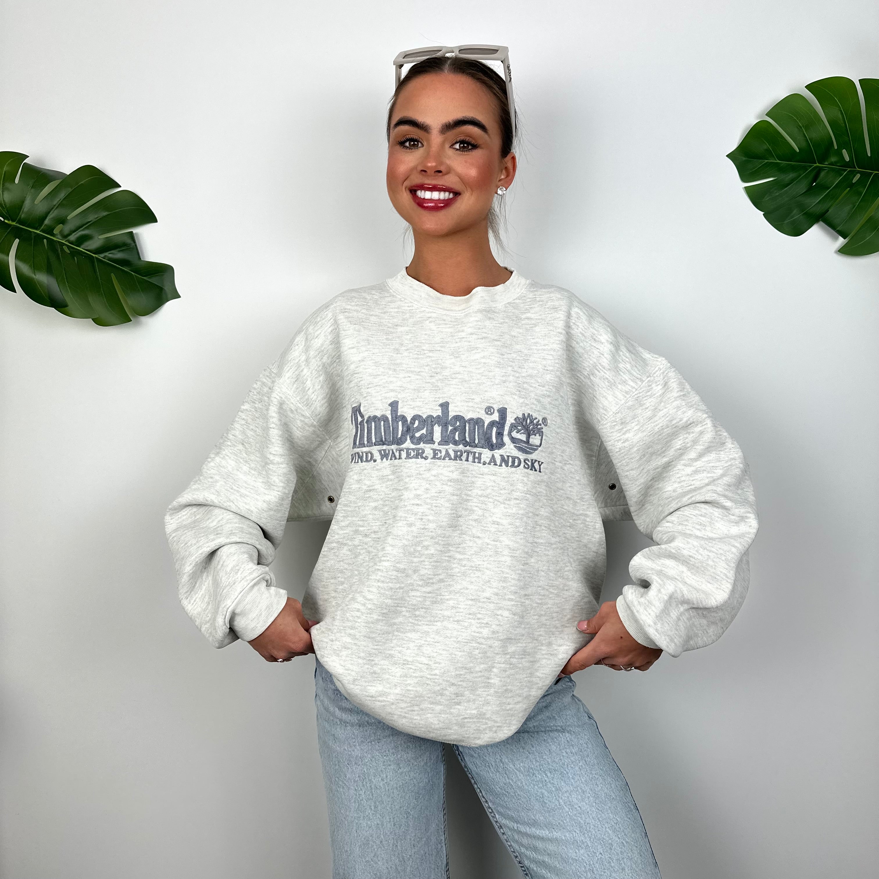 Timberland Grey Embroidered Spell Out Sweatshirt (M)