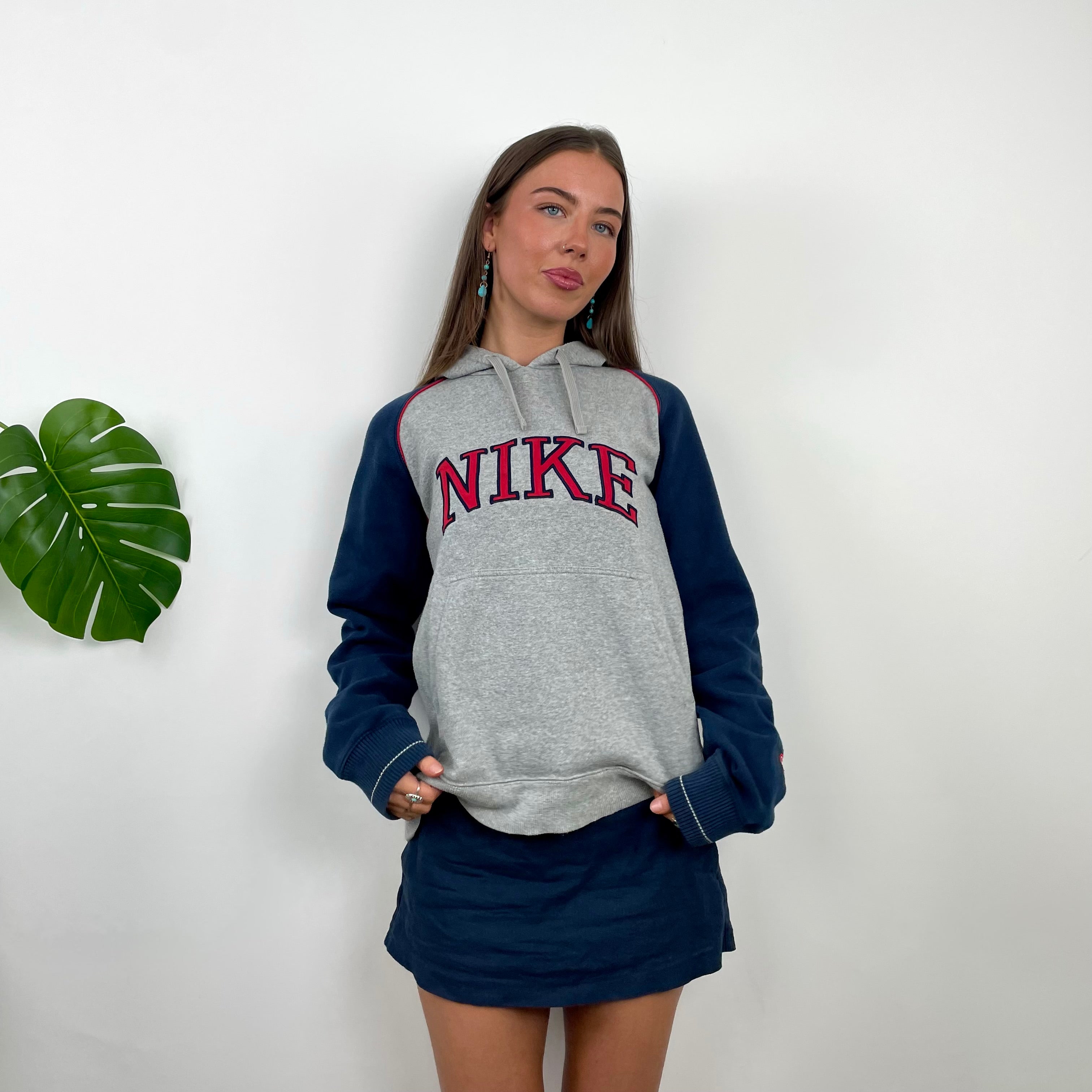 Nike Grey Embroidered Spell Out Hoodie (S)