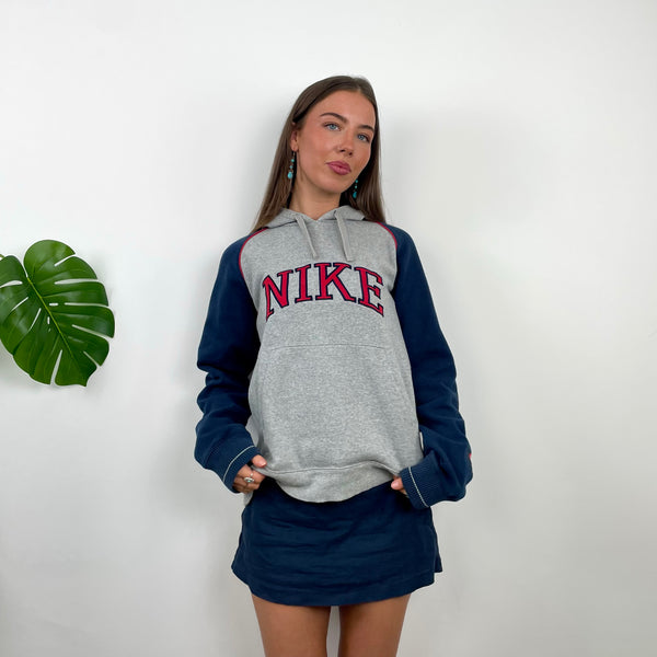 Nike Grey Embroidered Spell Out Hoodie (S)