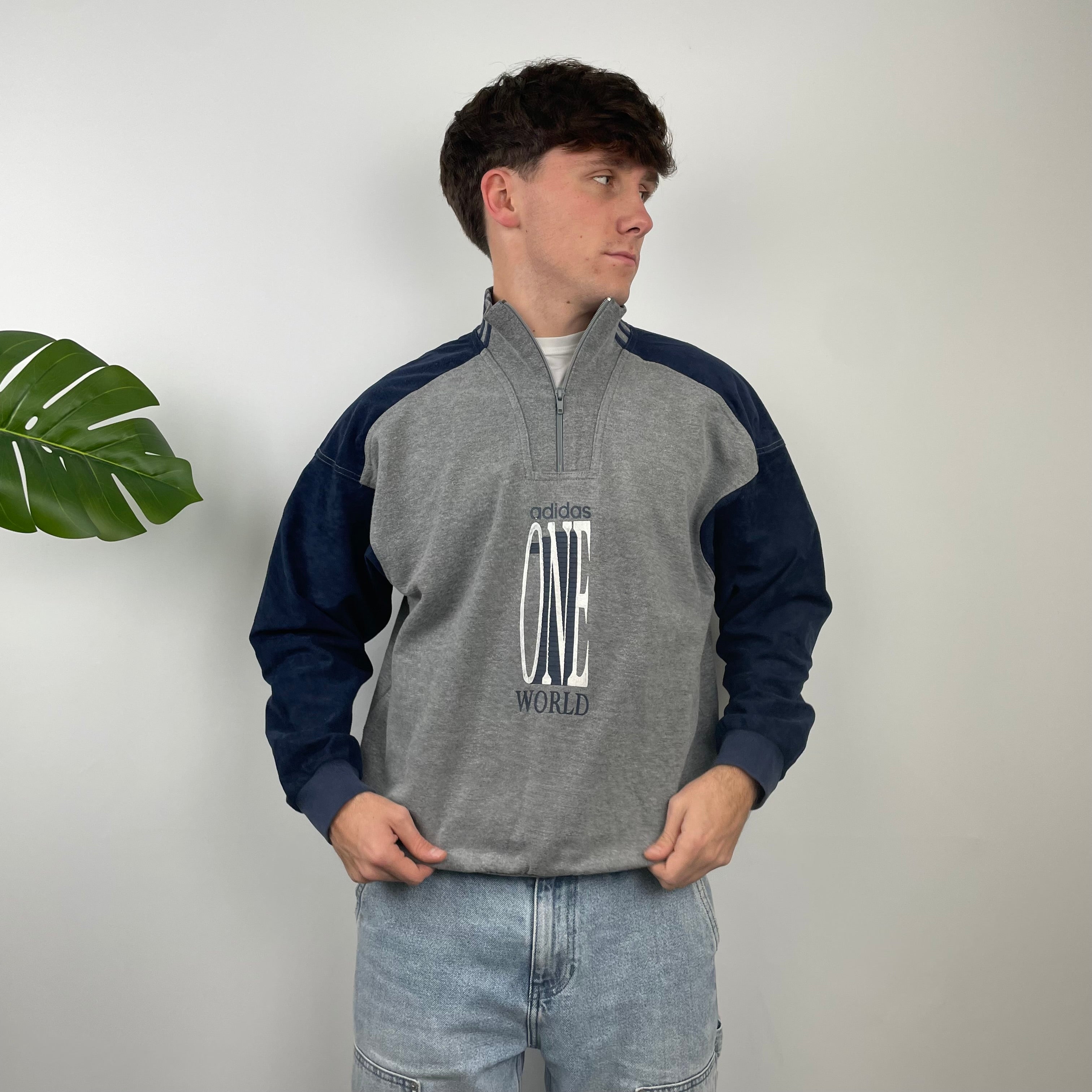 Adidas One World RARE Spell Out Quarter Zip Sweatshirt (M)