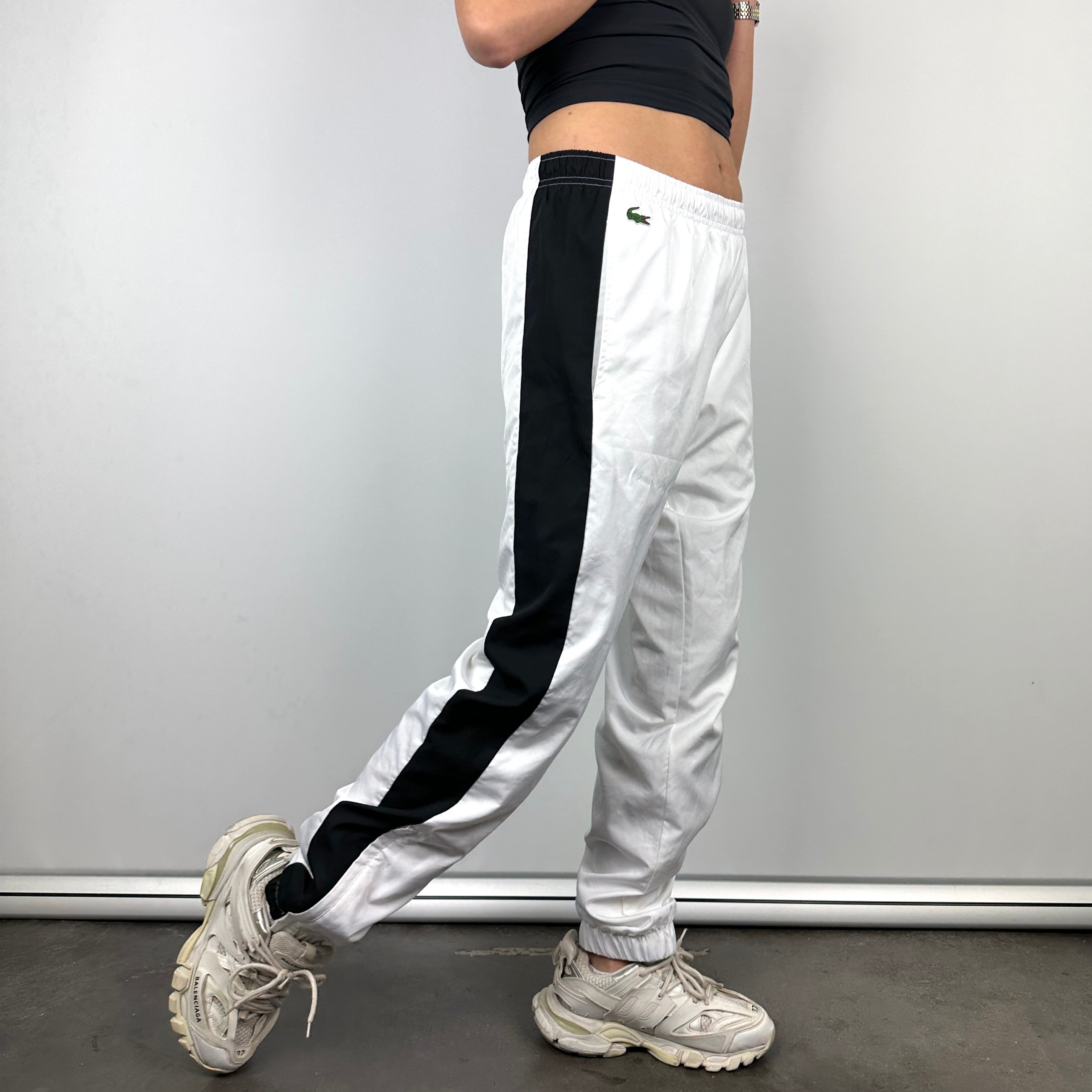 Lacoste White Embroidered Logo Track Pants (M)